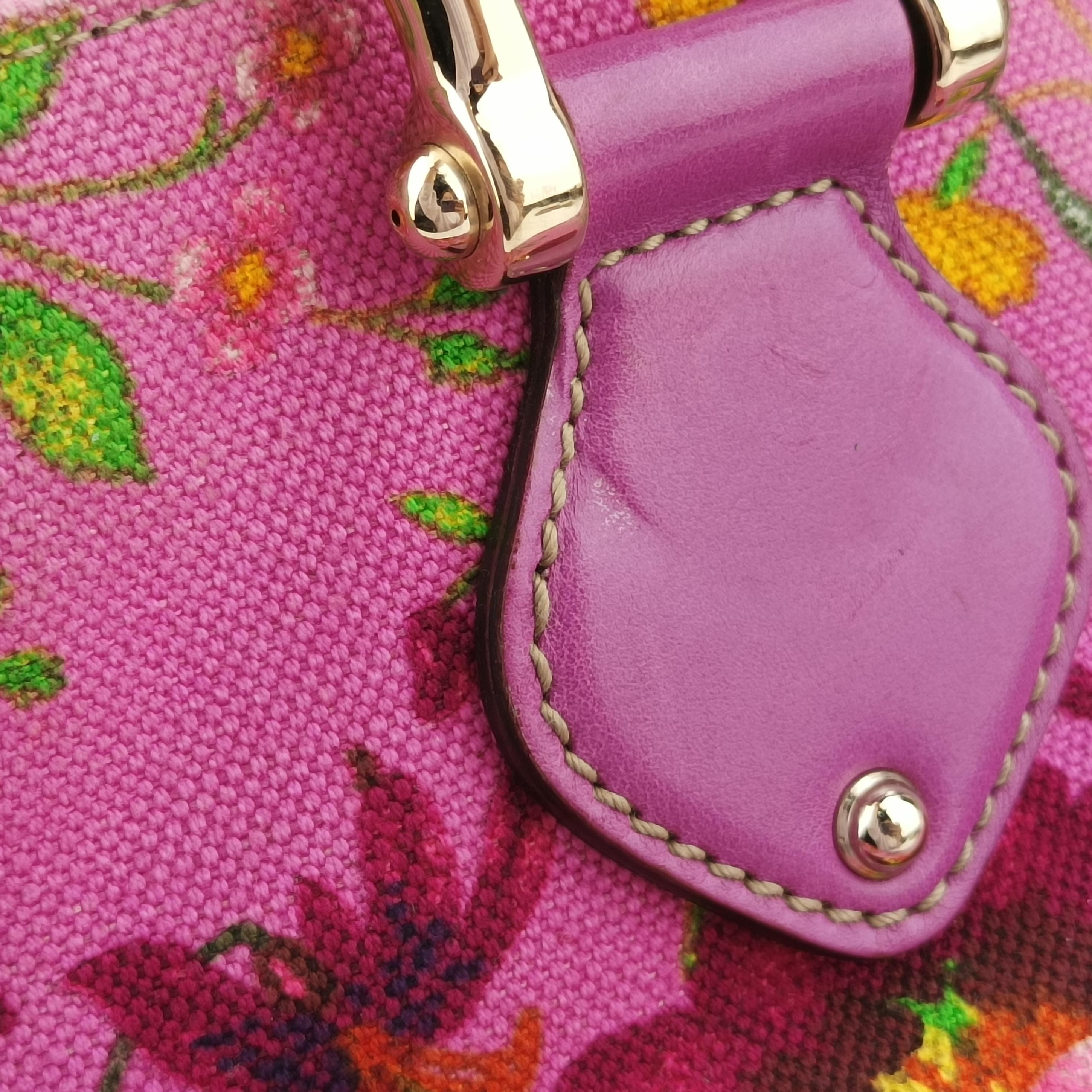 Secondhand Gucci Floral Purple×multicolor canvas×leather 153024 handbag | stylenewstar