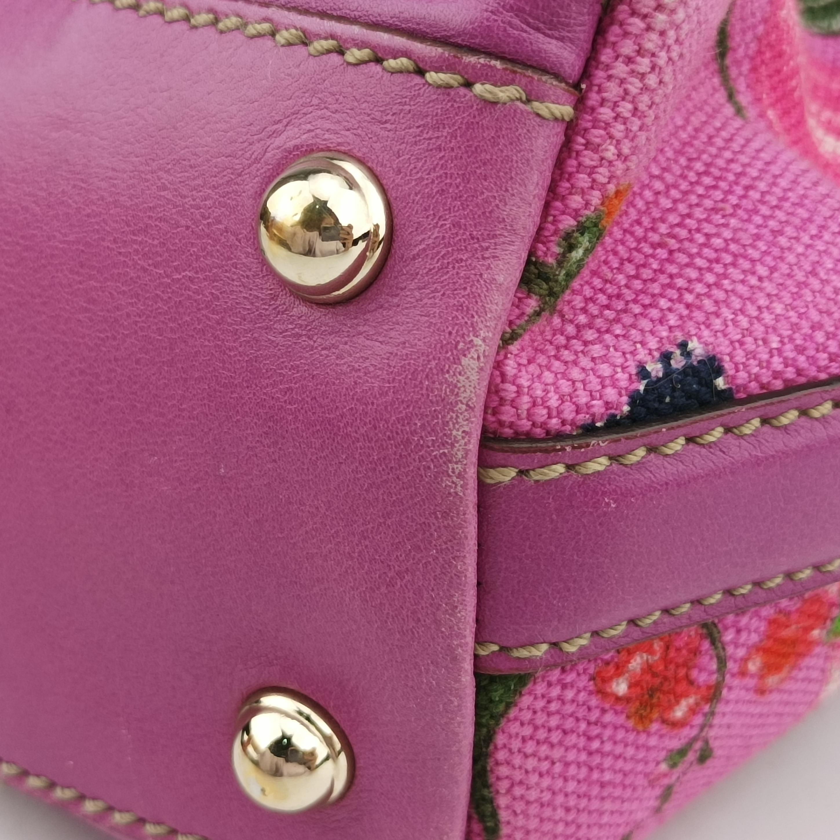 Secondhand Gucci Floral Purple×multicolor canvas×leather 153024 handbag | stylenewstar