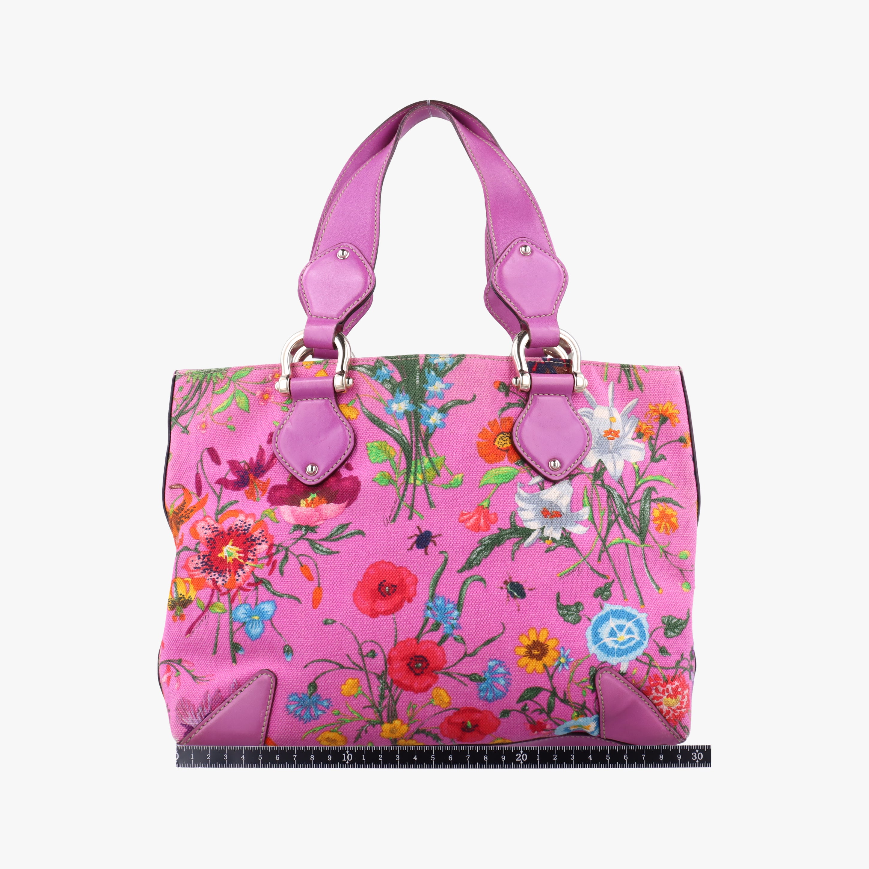 Secondhand Gucci Floral Purple×multicolor canvas×leather 153024 handbag | stylenewstar