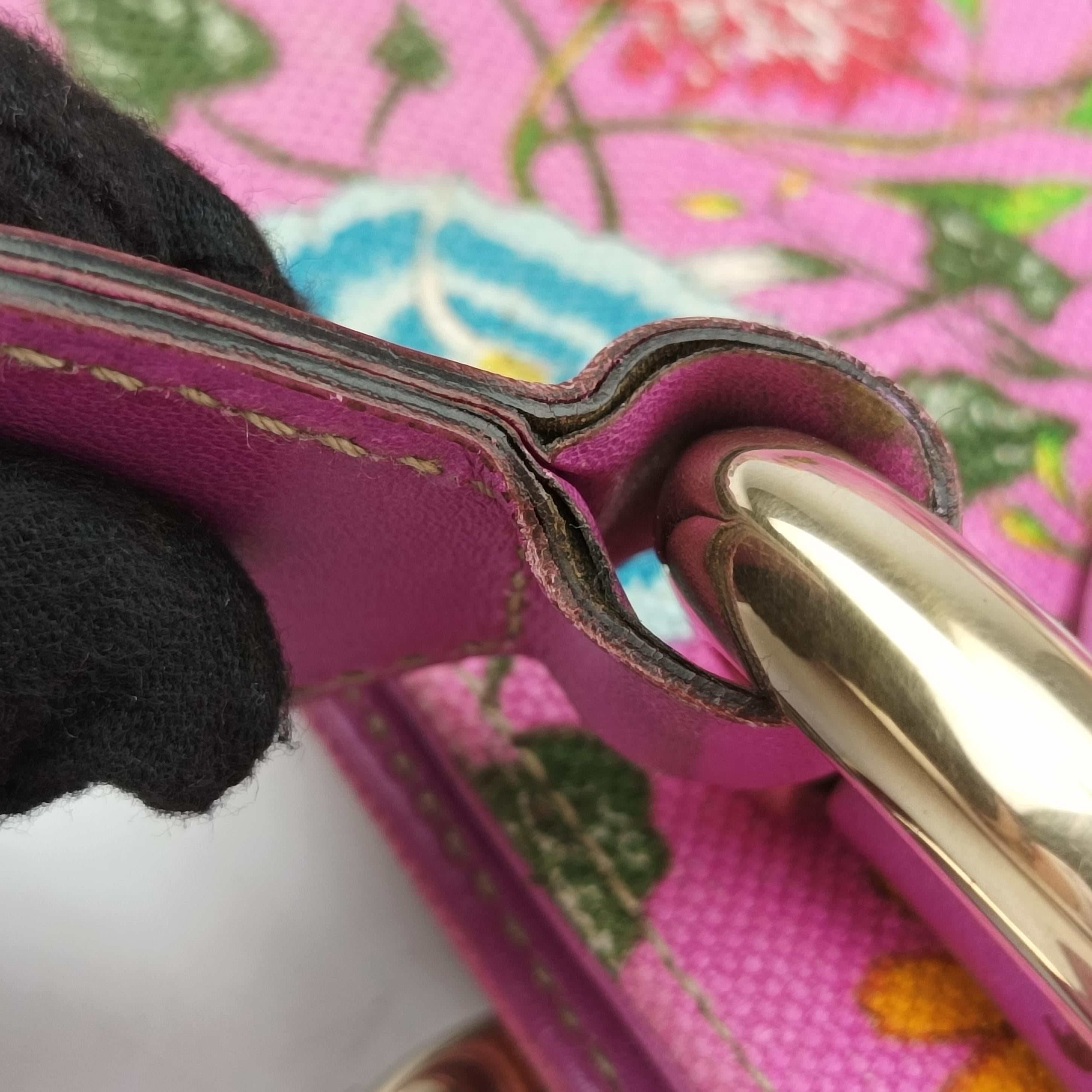 Secondhand Gucci Floral Purple×multicolor canvas×leather 153024 handbag | stylenewstar