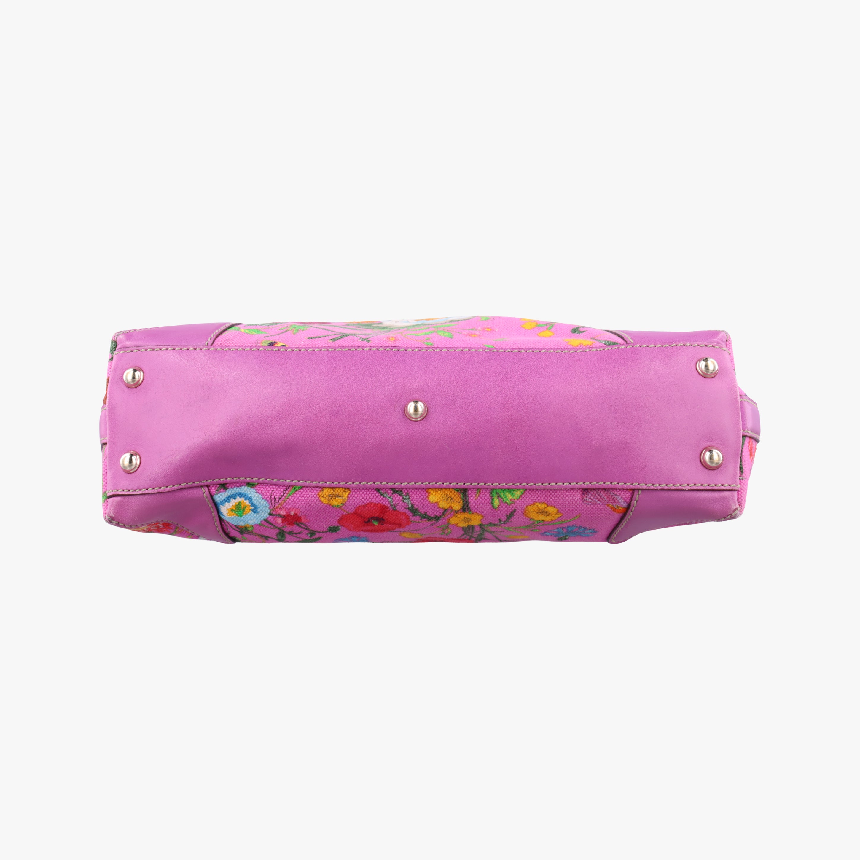 Secondhand Gucci Floral Purple×multicolor canvas×leather 153024 handbag | stylenewstar