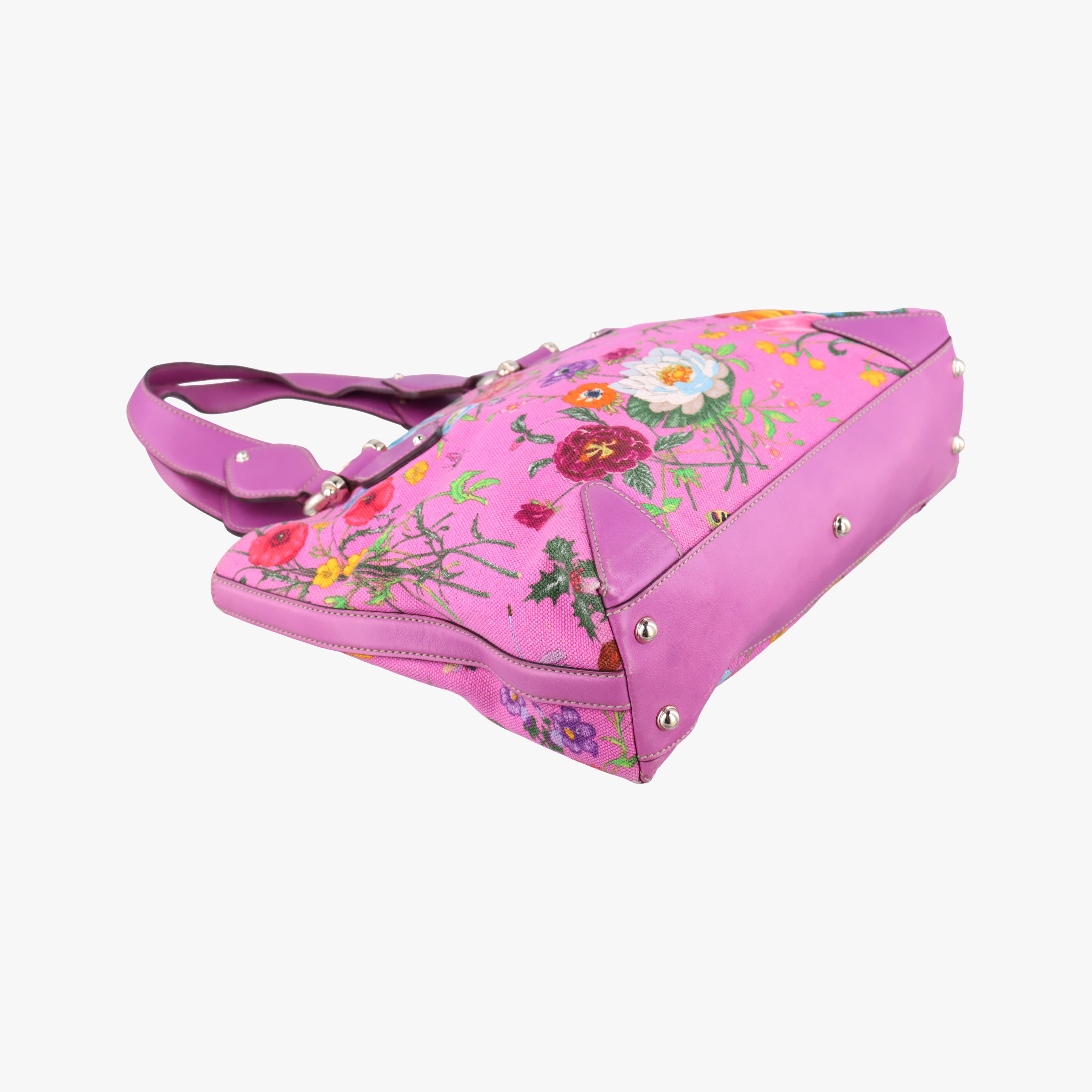 Secondhand Gucci Floral Purple×multicolor canvas×leather 153024 handbag | stylenewstar