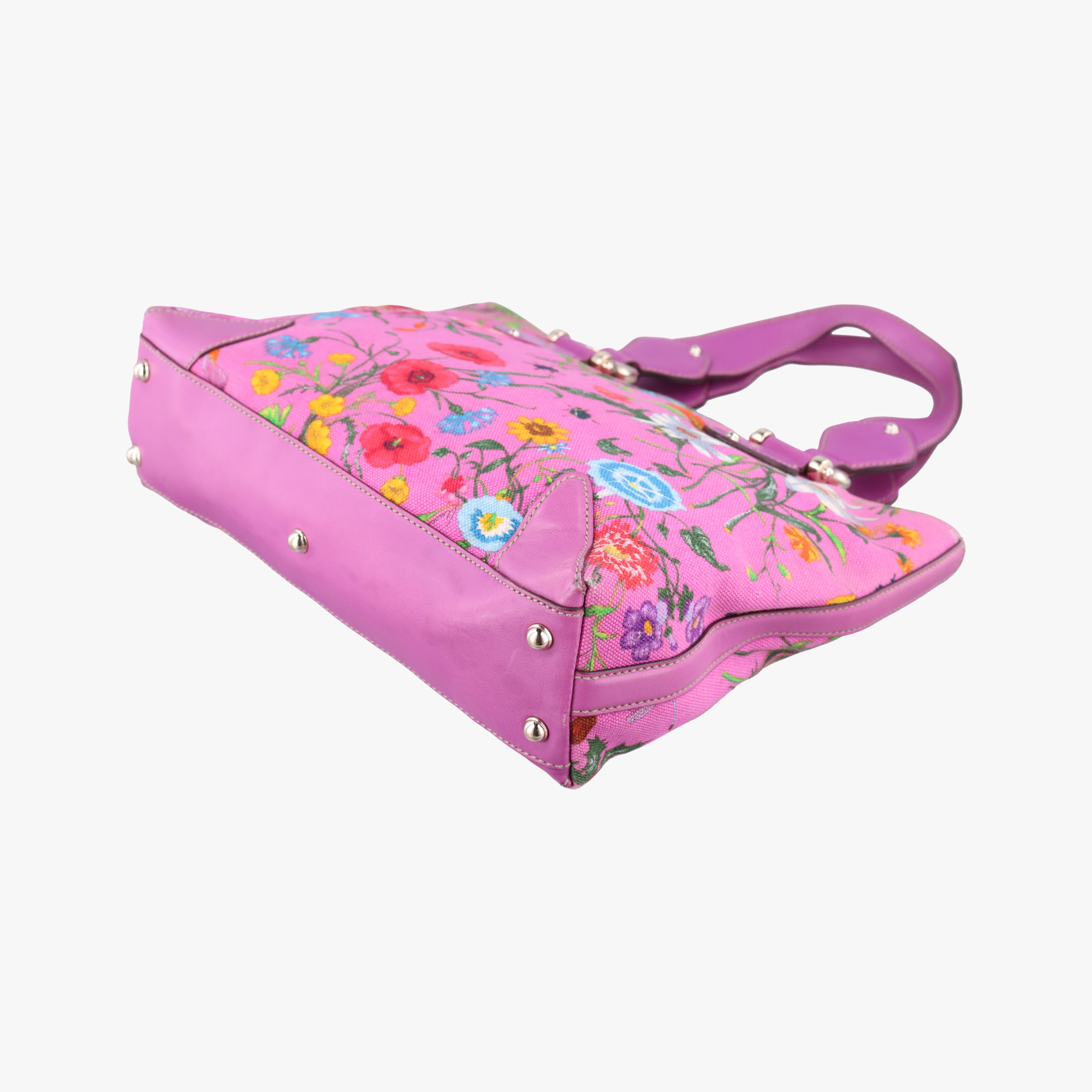 Secondhand Gucci Floral Purple×multicolor canvas×leather 153024 handbag | stylenewstar