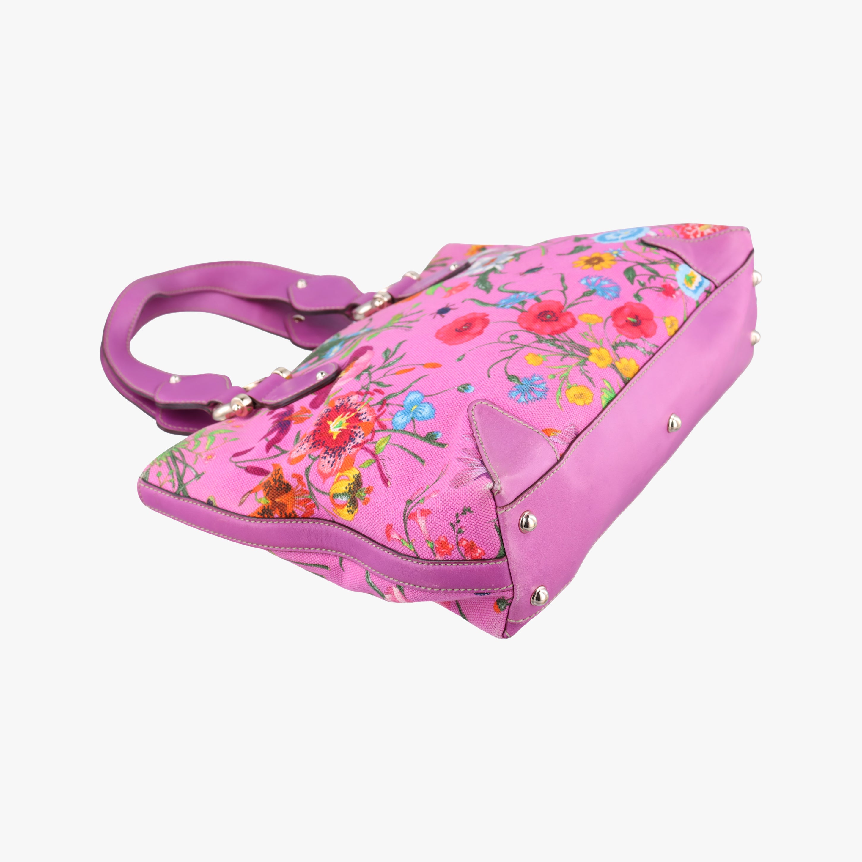 Secondhand Gucci Floral Purple×multicolor canvas×leather 153024 handbag | stylenewstar