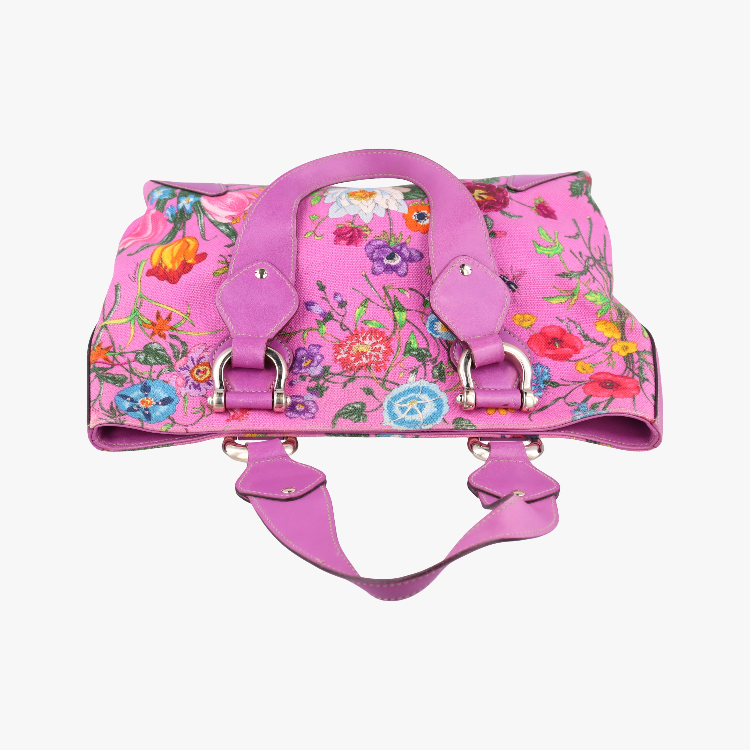 Secondhand Gucci Floral Purple×multicolor canvas×leather 153024 handbag | stylenewstar