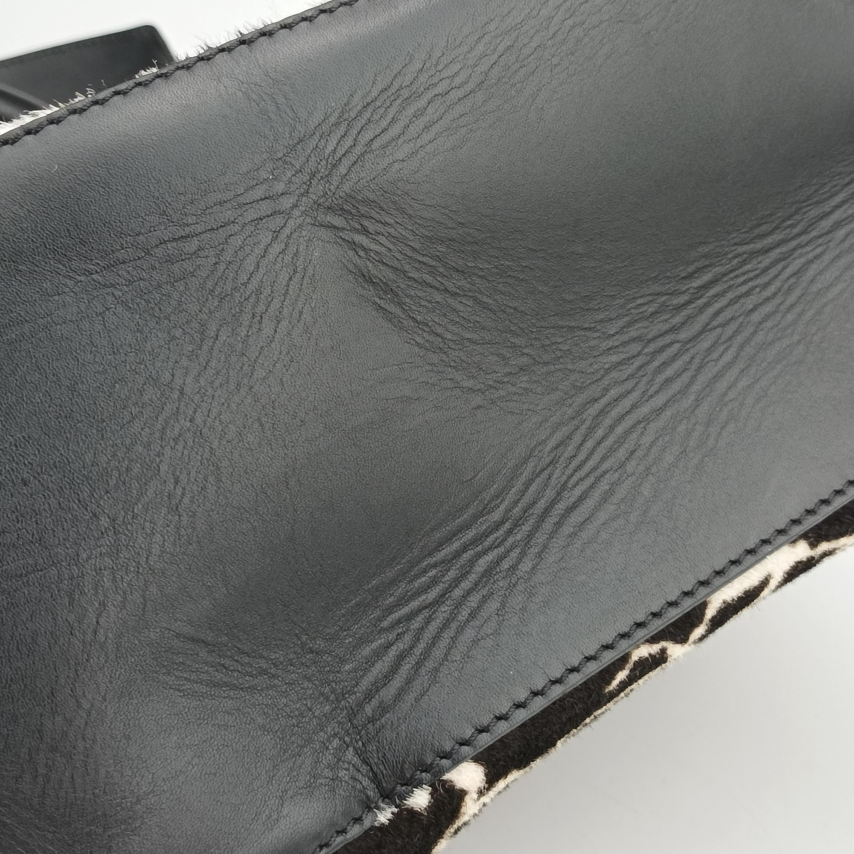 Pre-owned VERSACE medusa Black×Multicolour ponyhair×leather  shoulderbag | stylenewstar