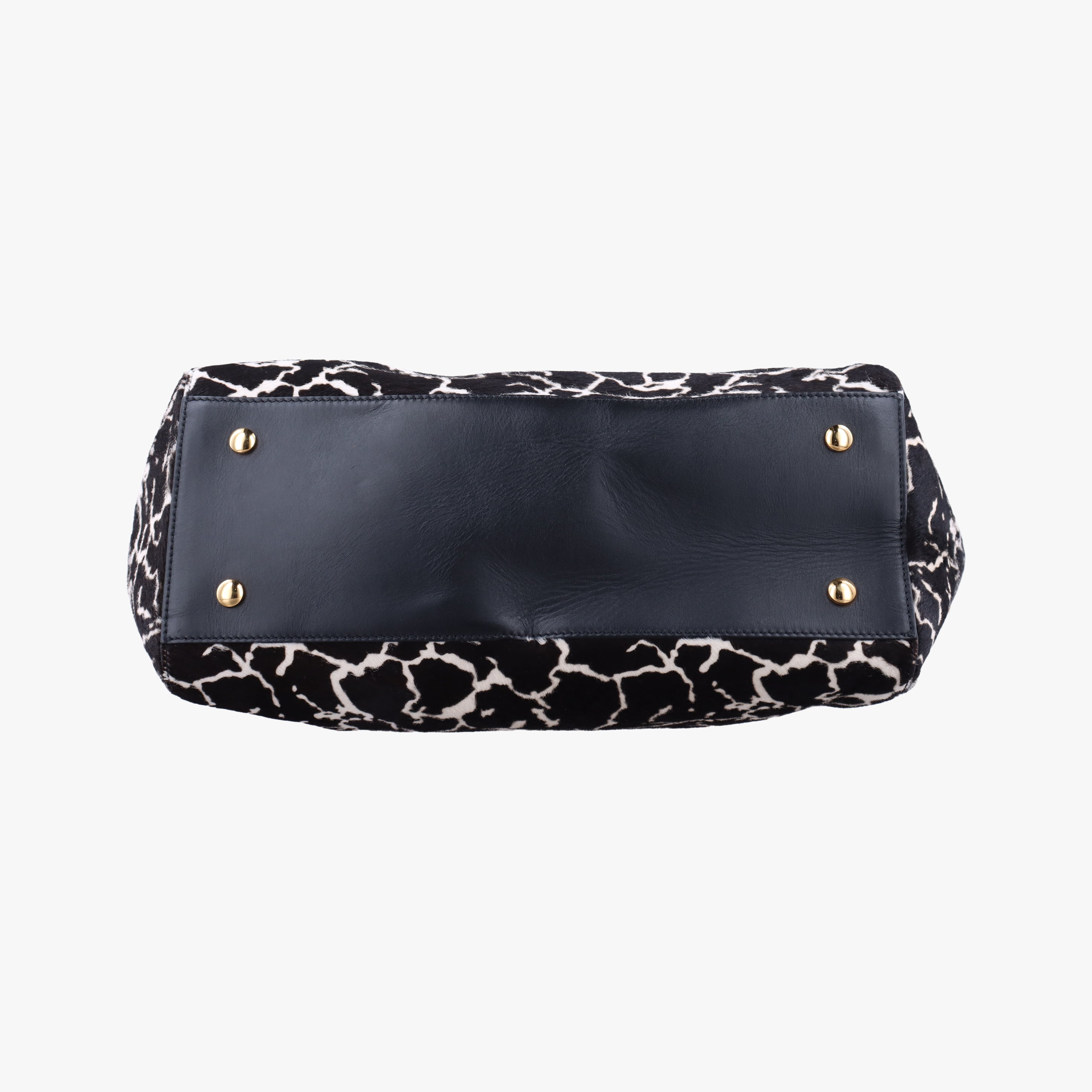Pre-owned VERSACE medusa Black×Multicolour ponyhair×leather  shoulderbag | stylenewstar