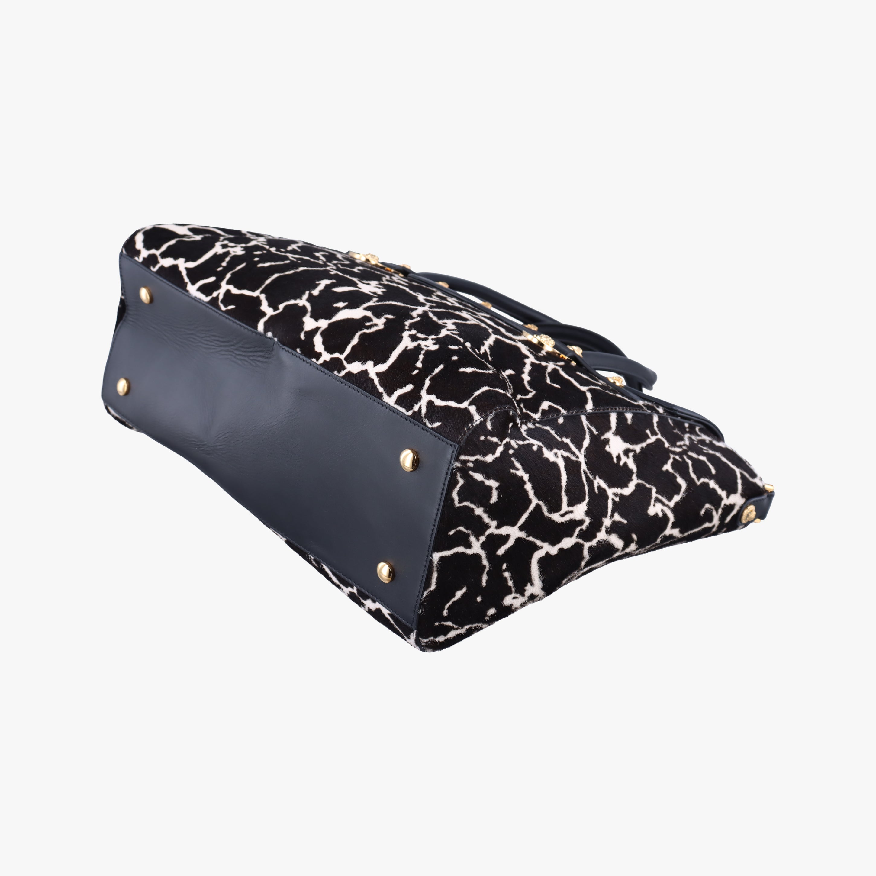 Pre-owned VERSACE medusa Black×Multicolour ponyhair×leather  shoulderbag | stylenewstar