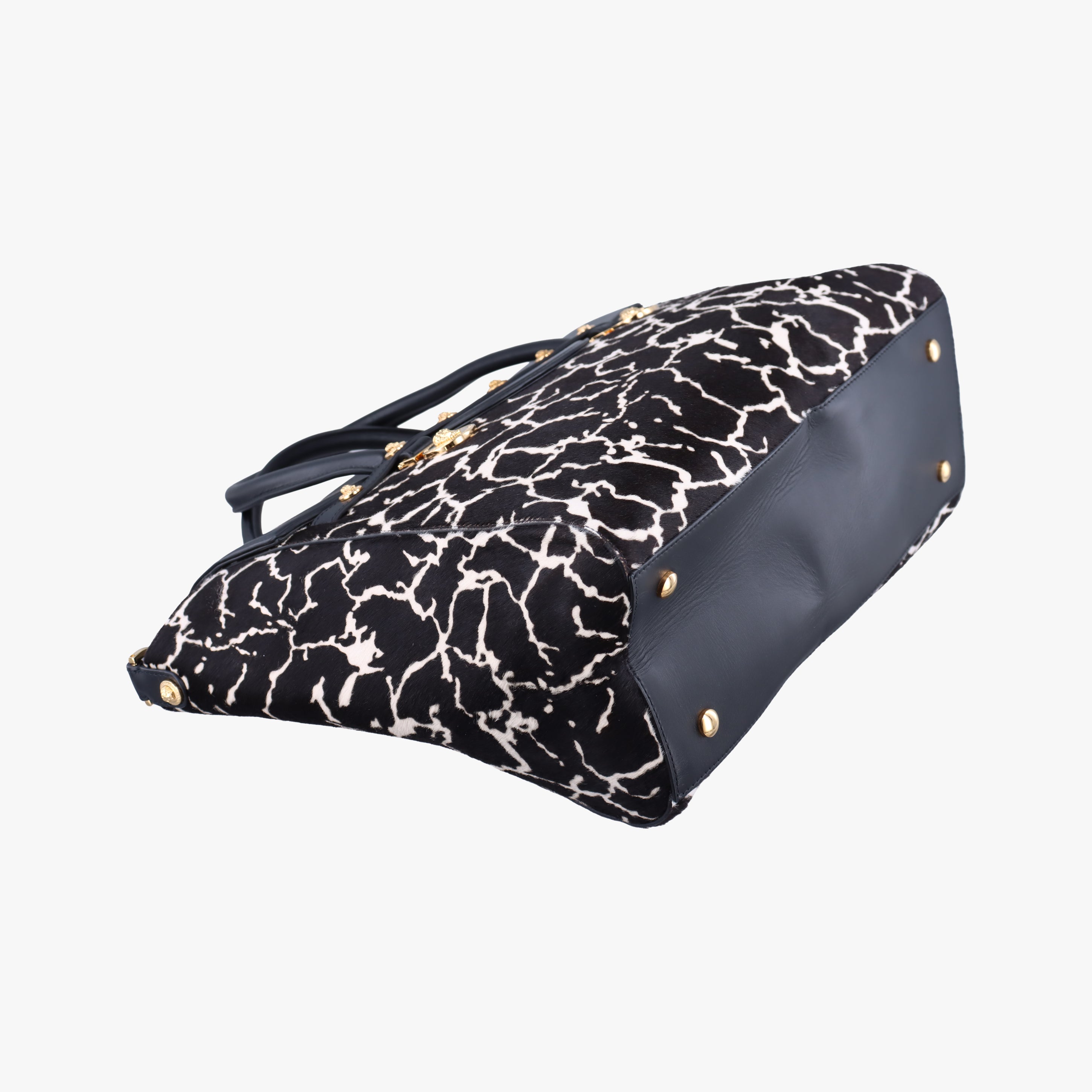 Pre-owned VERSACE medusa Black×Multicolour ponyhair×leather  shoulderbag | stylenewstar