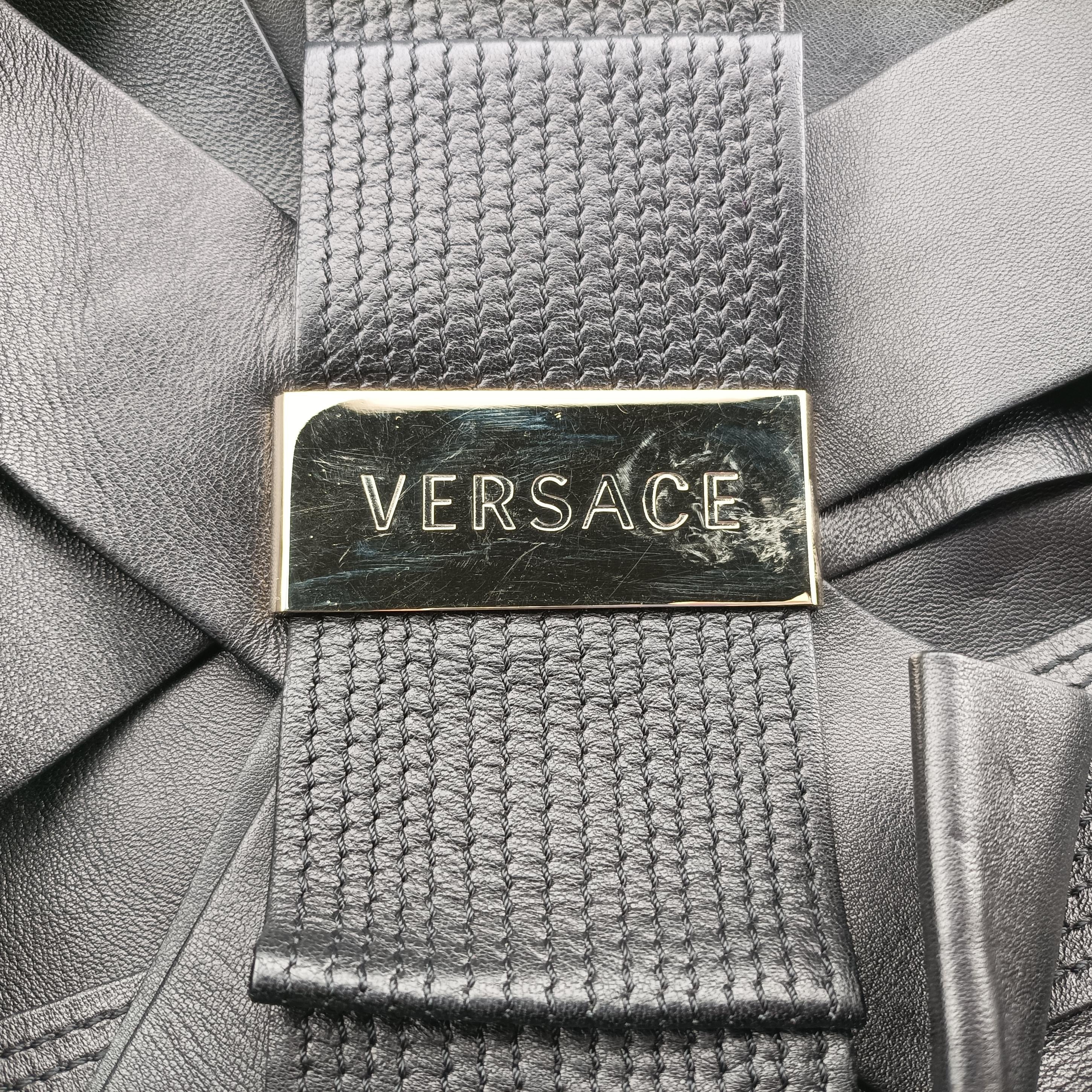 Pre-owned VERSACE Venita Bow Black leather  handbag | stylenewstar