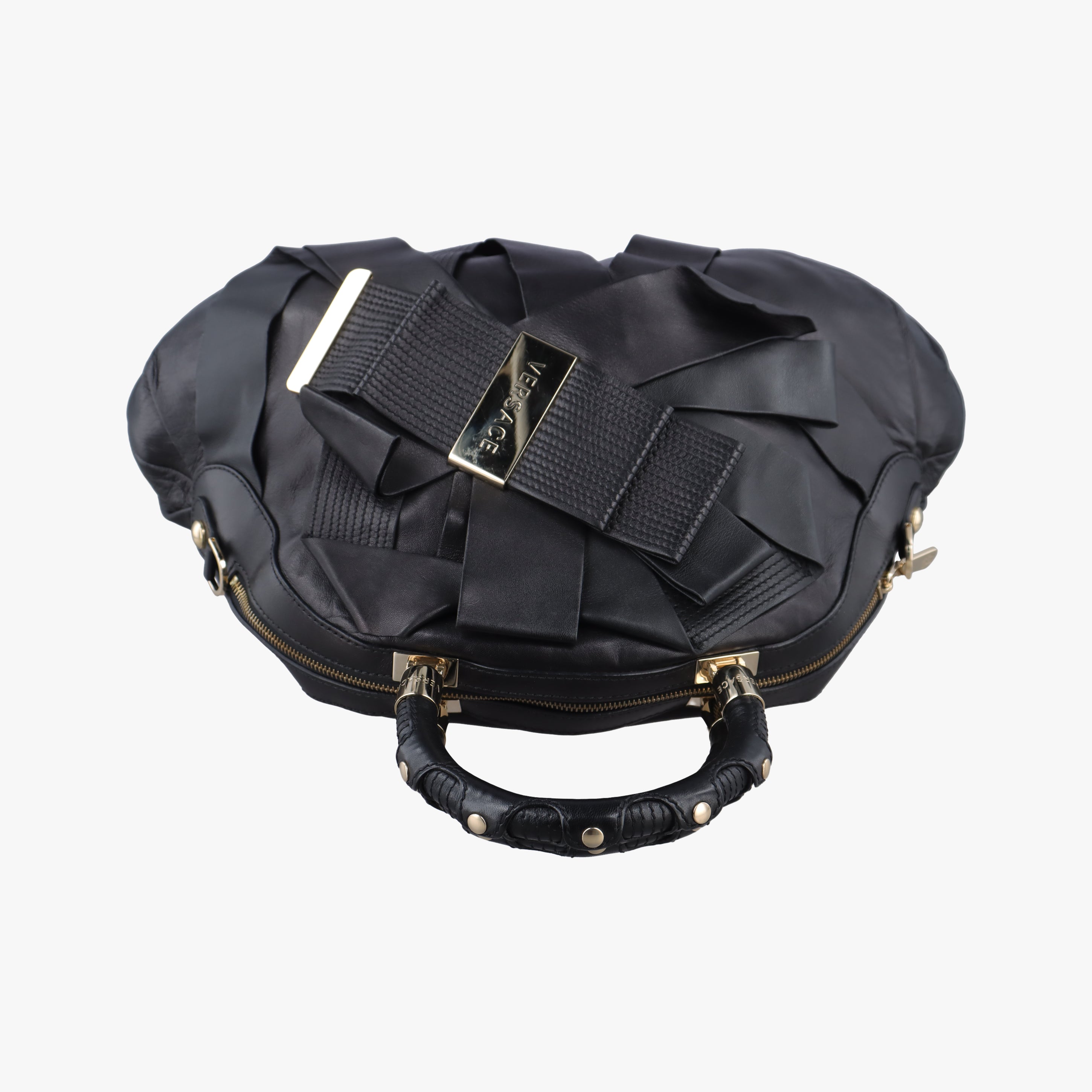 Pre-owned VERSACE Venita Bow Black leather  handbag | stylenewstar