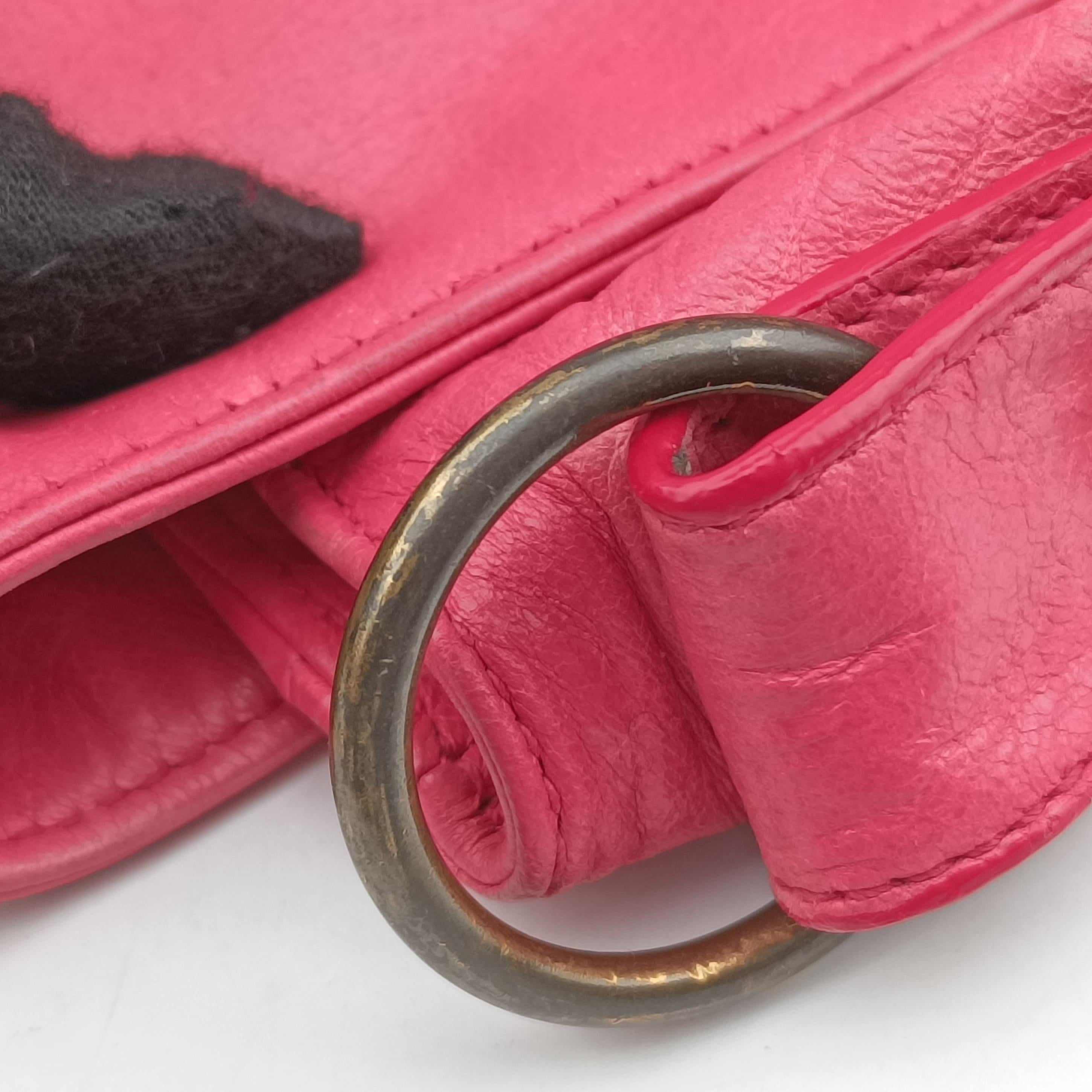 Pre-owned Balenciaga Classic Folk Messenger Pink lambskin  shoulderbag | stylenewstar