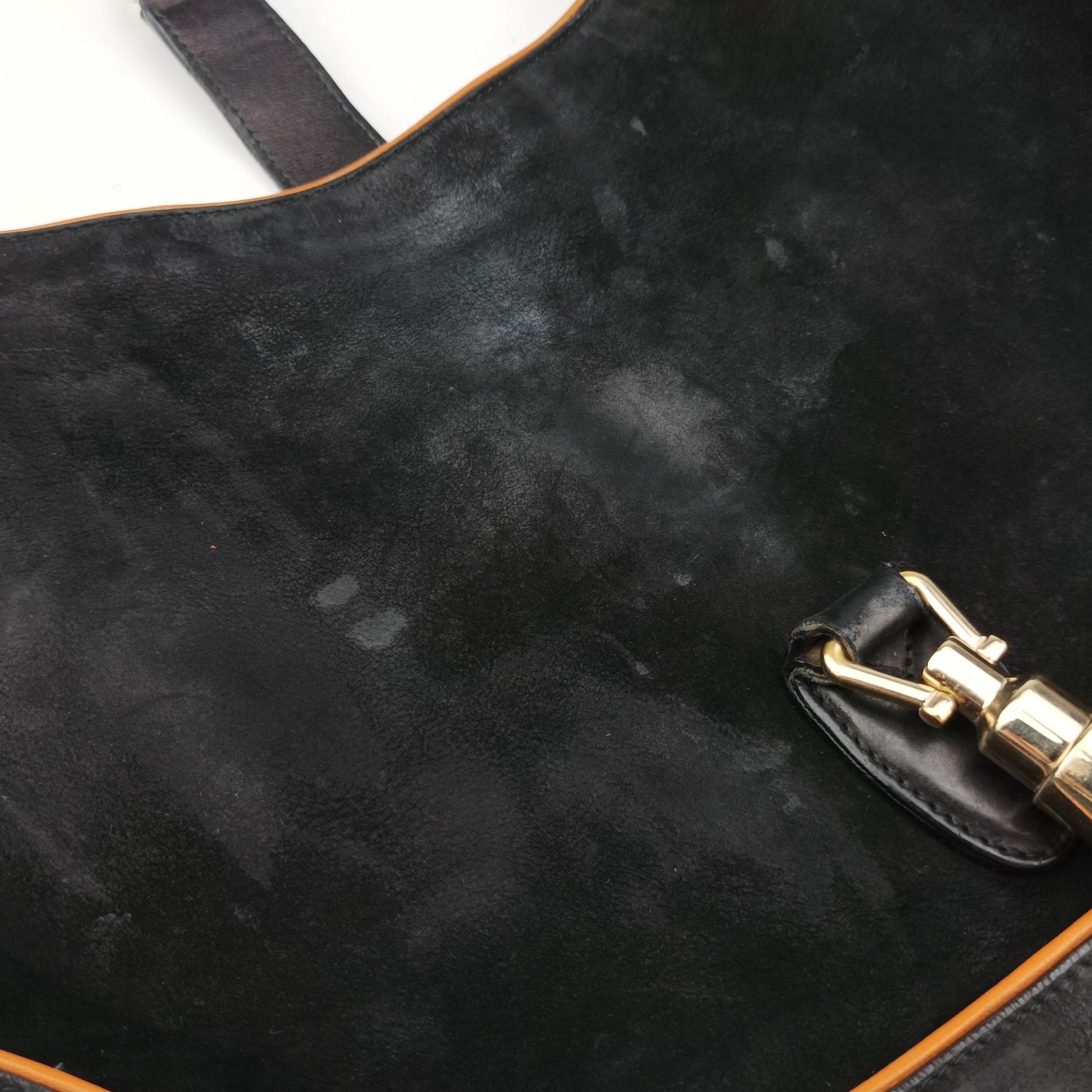 Pre-owned Gucci Jackie Flora Hobo Black Suede 277520 shoulderbag | stylenewstar