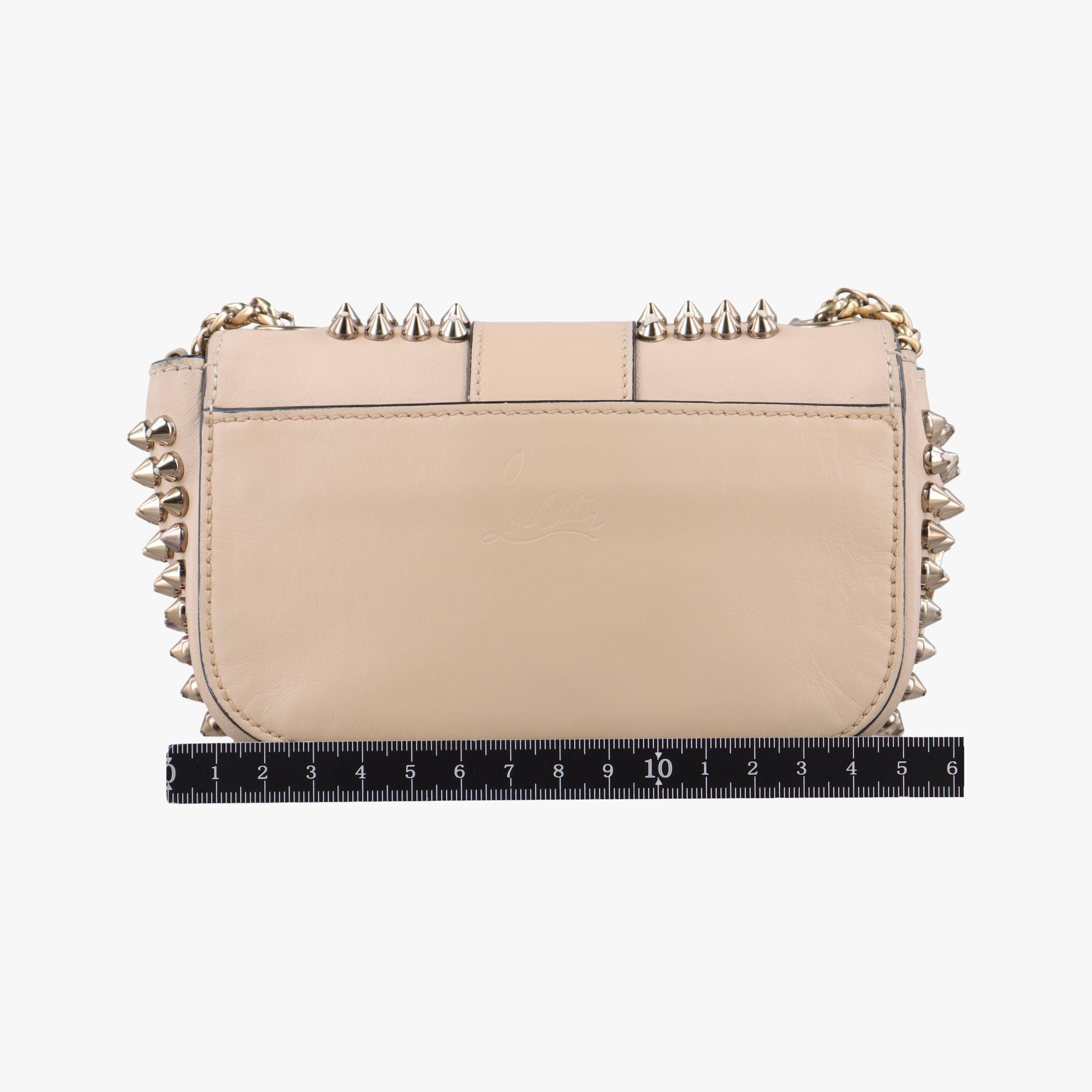 Pre-owned Christian Louboutin Sweet Charity Scarabe Spike beige Leather  shoulderbag | stylenewstar