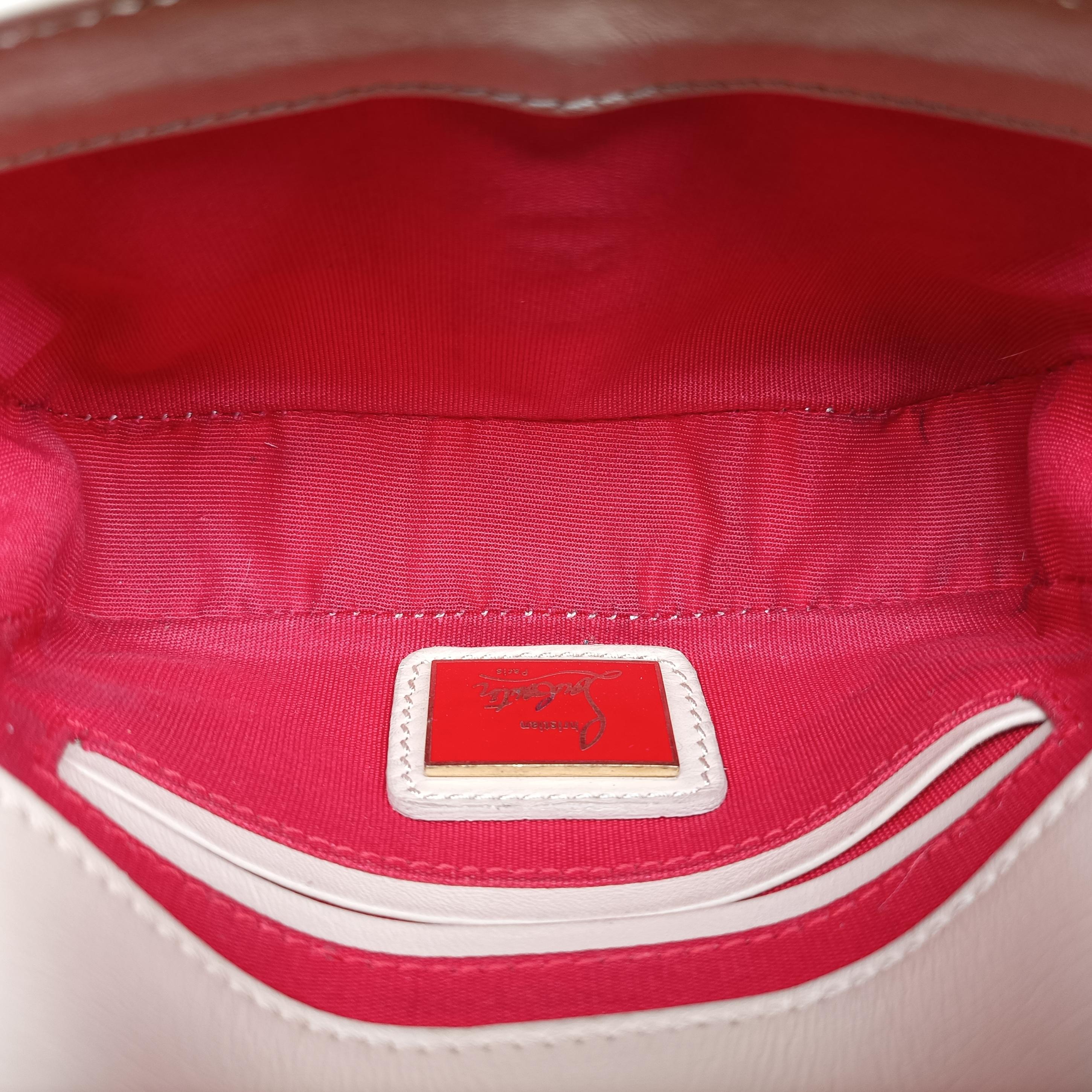 Pre-owned Christian Louboutin Sweet Charity Scarabe Spike beige Leather  shoulderbag | stylenewstar