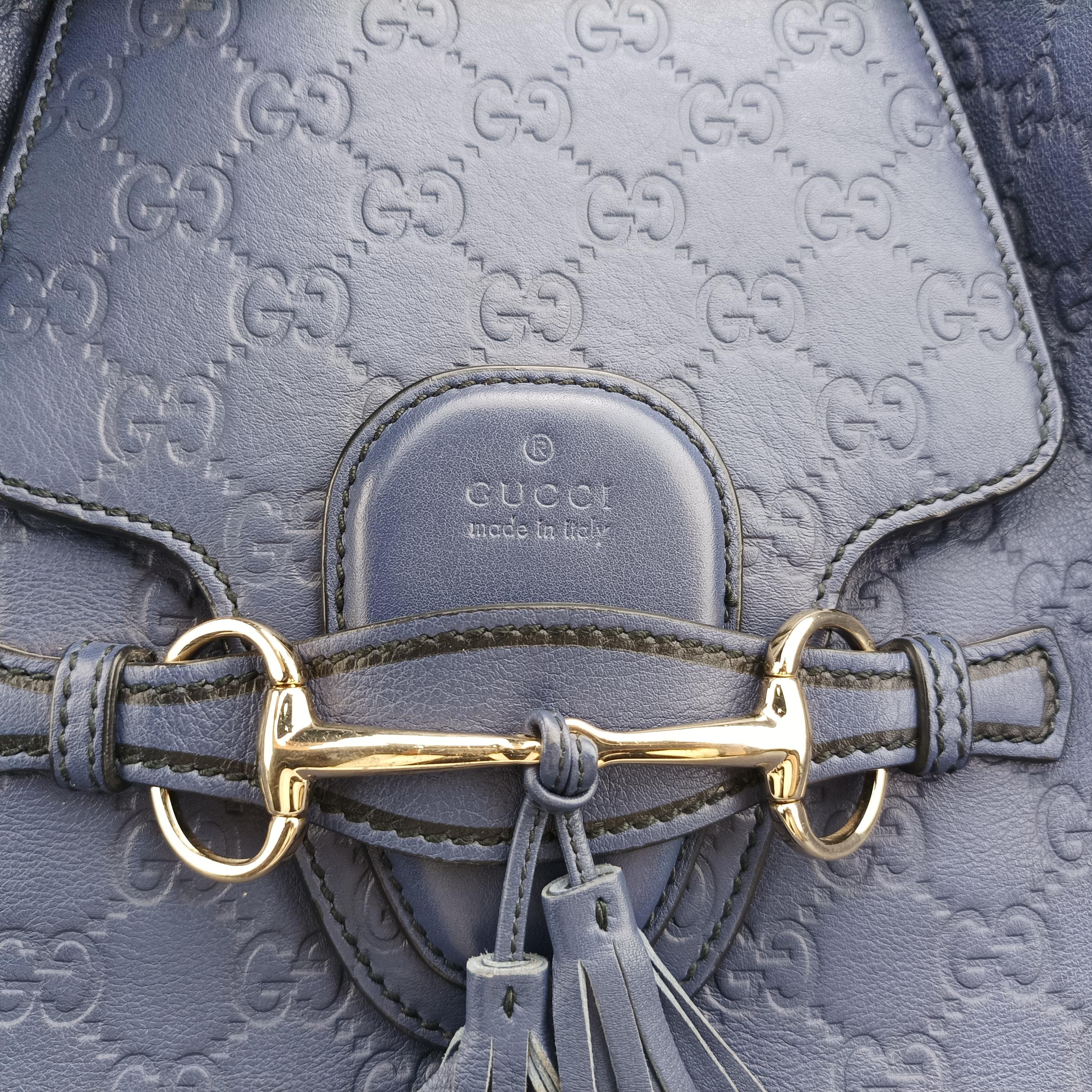 Pre-owned Gucci Emily Hobo Blue Leather 322226 shoulderbag | stylenewstar