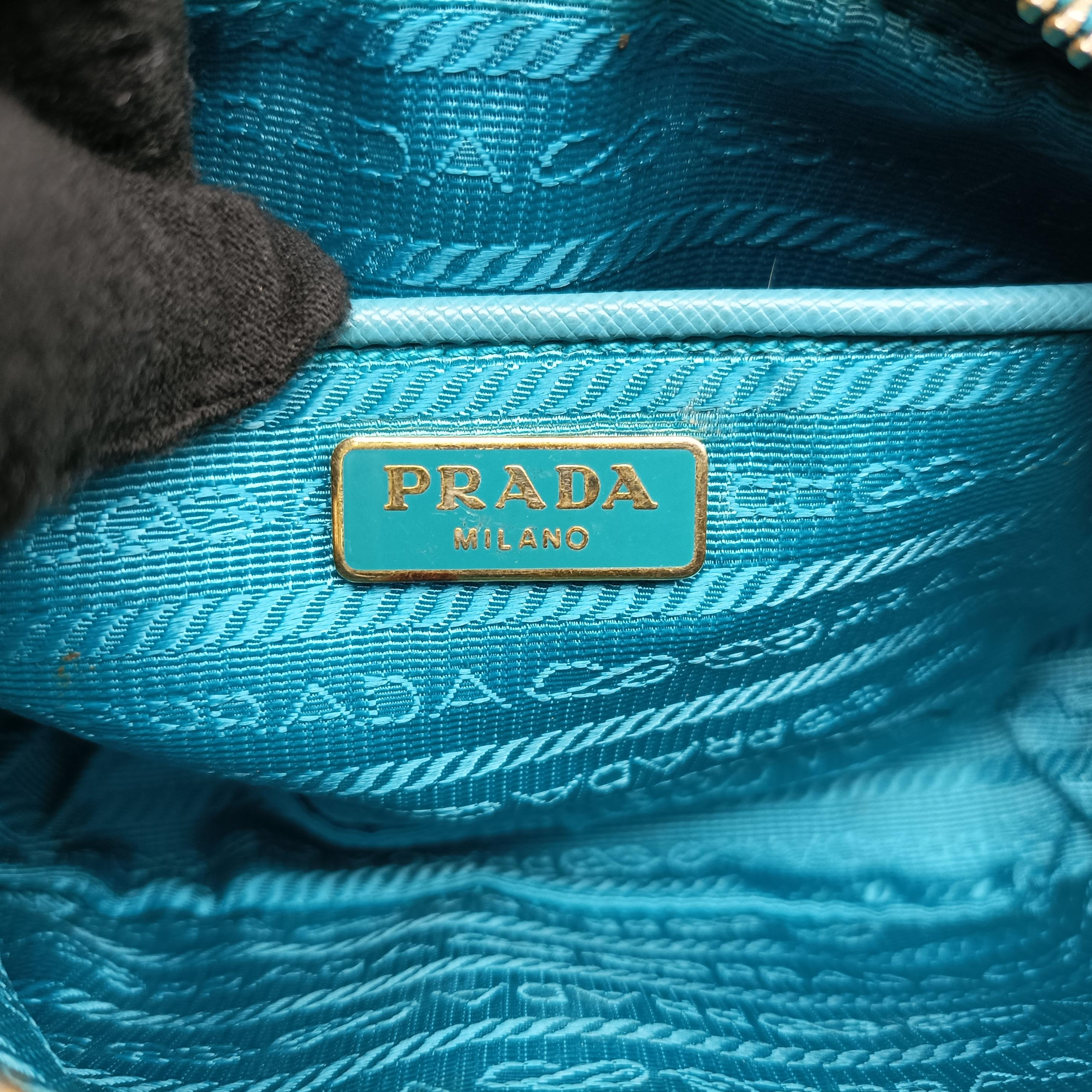 Pre-owned Prada VITELLO PHENIX camera bag Blue SAFFIANO Leather 1N1674 shoulderbag | stylenewstar