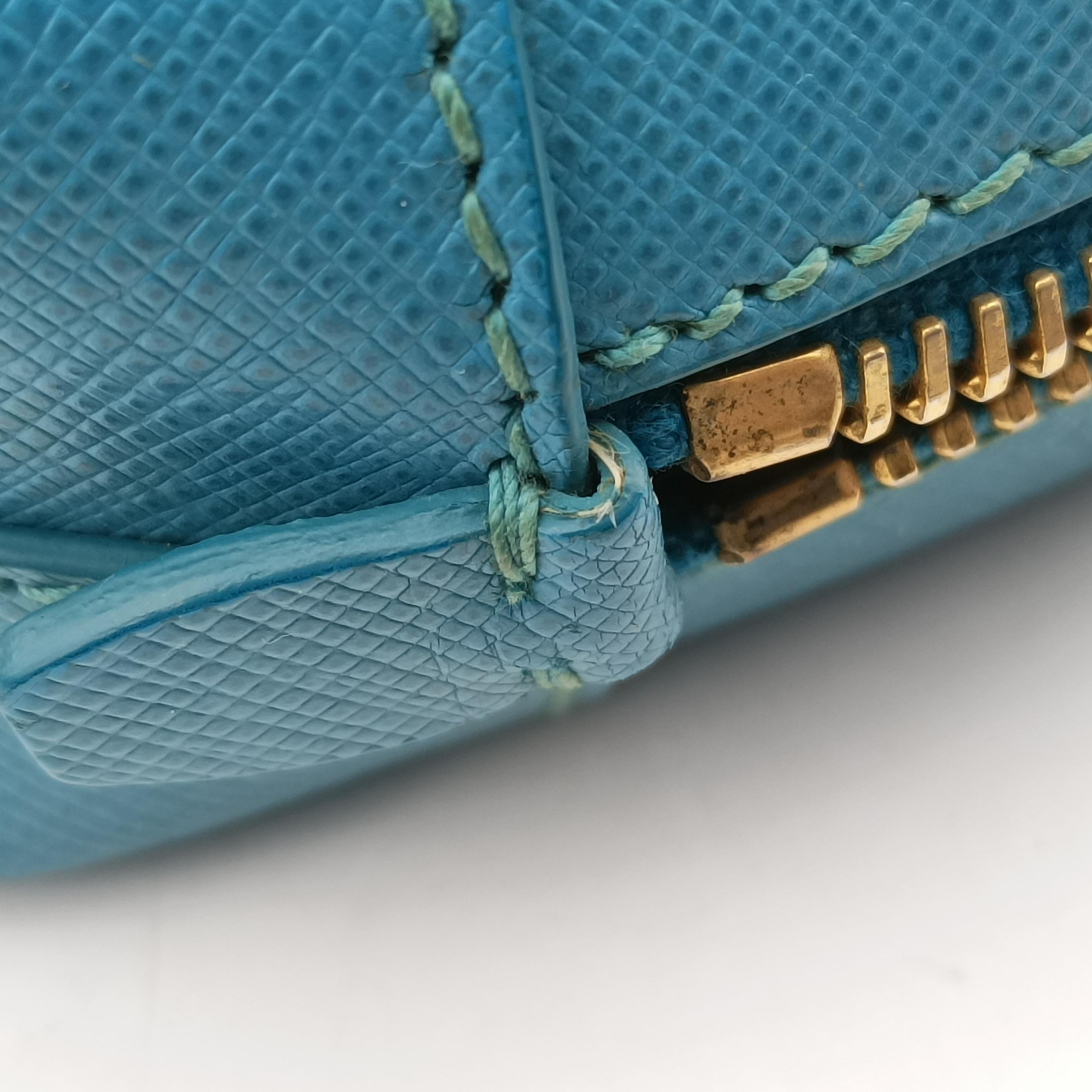 Pre-owned Prada VITELLO PHENIX camera bag Blue SAFFIANO Leather 1N1674 shoulderbag | stylenewstar