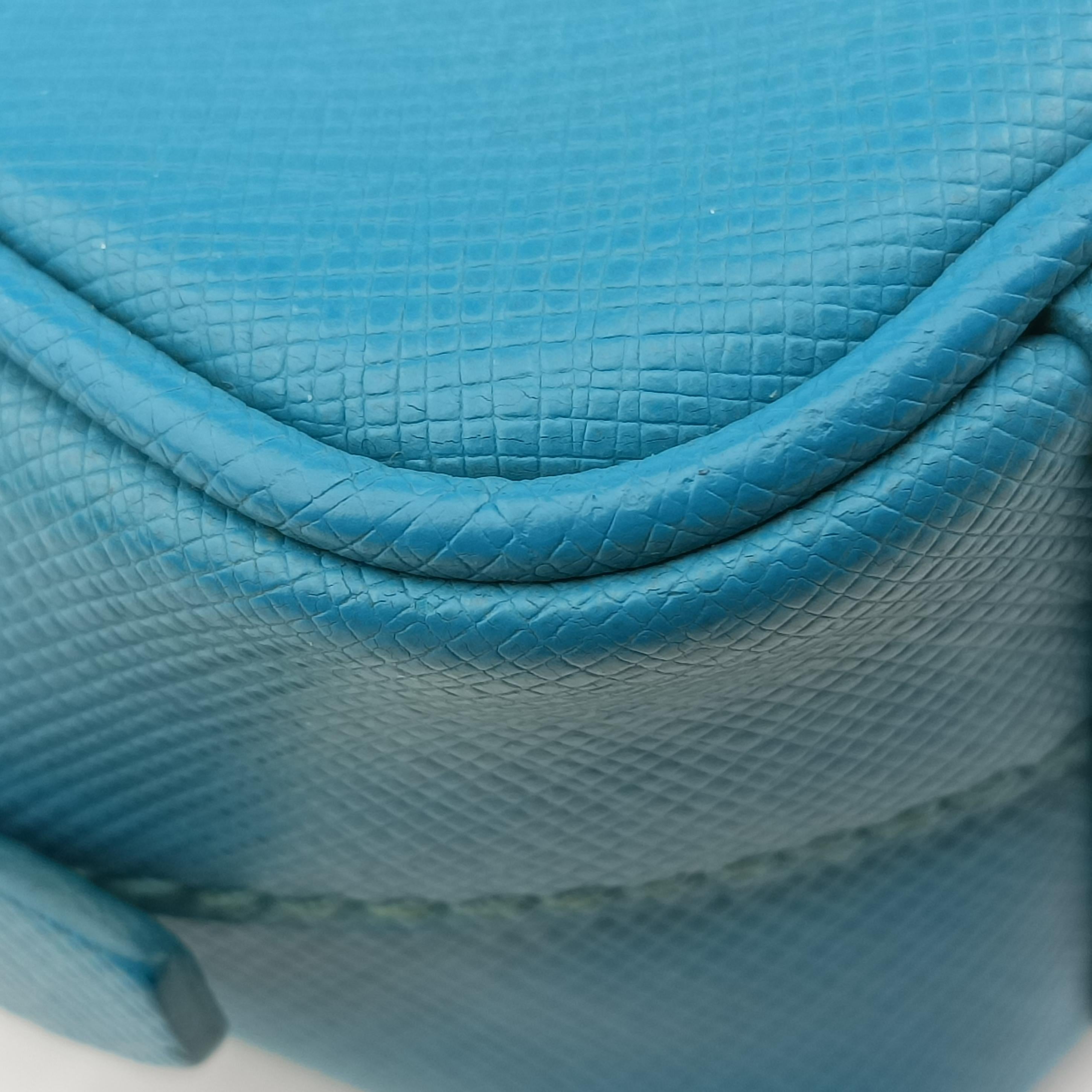 Pre-owned Prada VITELLO PHENIX camera bag Blue SAFFIANO Leather 1N1674 shoulderbag | stylenewstar