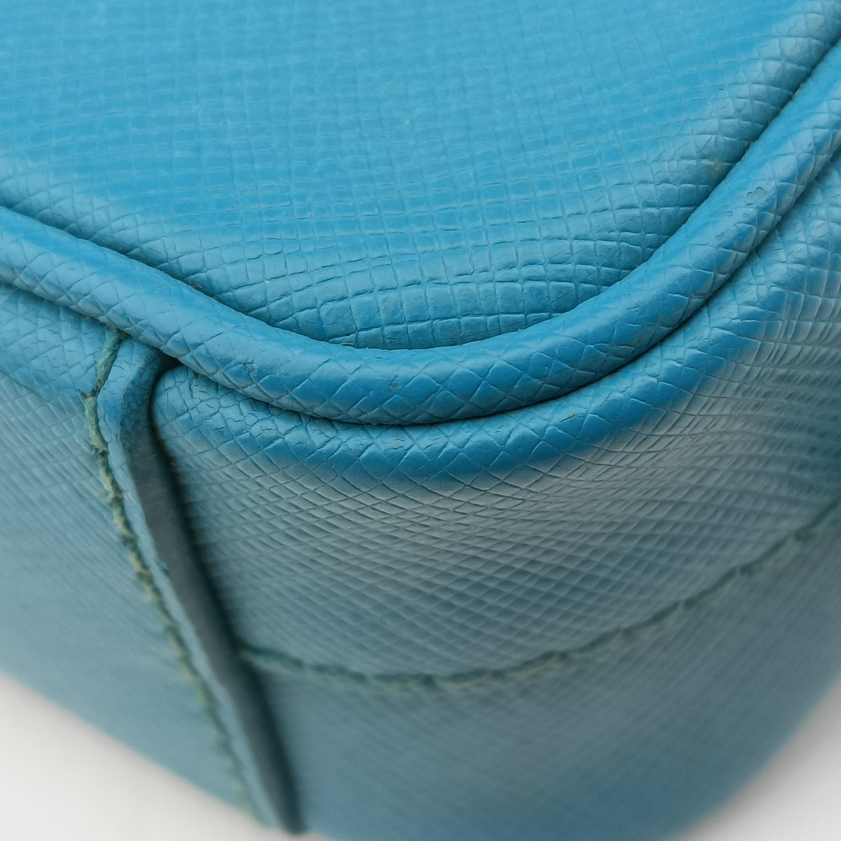 Pre-owned Prada VITELLO PHENIX camera bag Blue SAFFIANO Leather 1N1674 shoulderbag | stylenewstar
