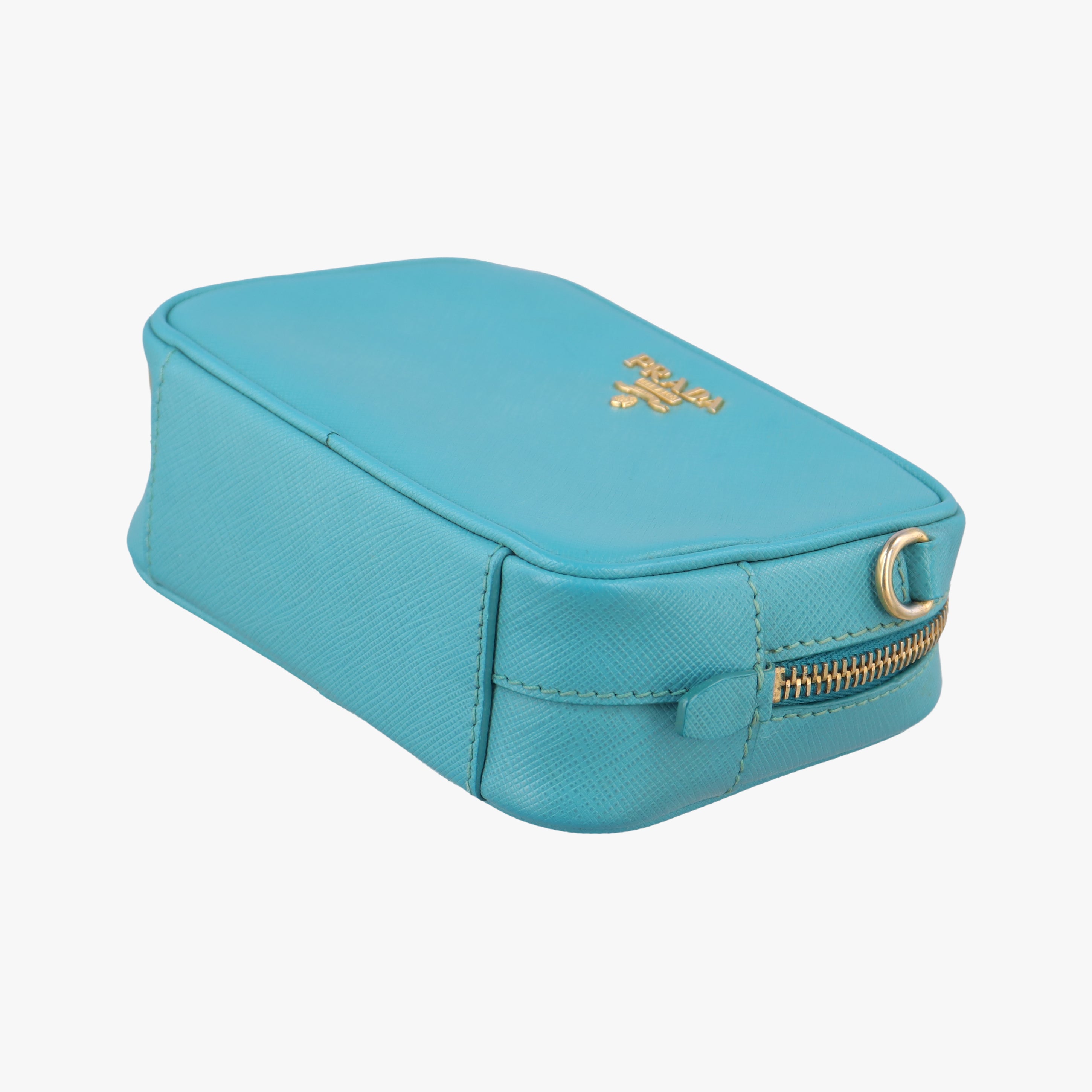 Pre-owned Prada VITELLO PHENIX camera bag Blue SAFFIANO Leather 1N1674 shoulderbag | stylenewstar