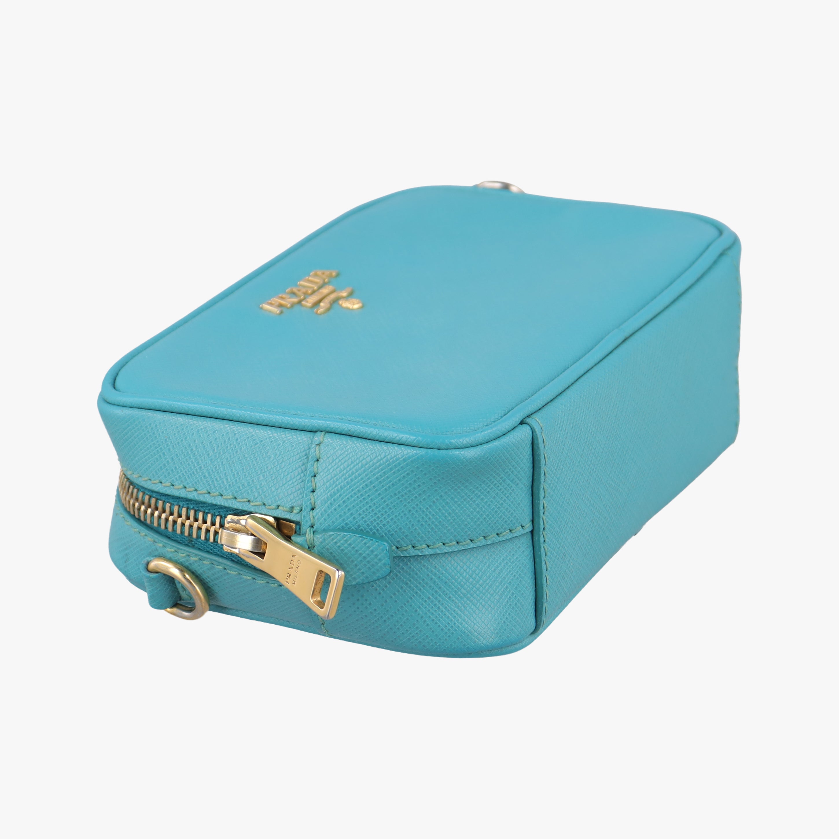 Pre-owned Prada VITELLO PHENIX camera bag Blue SAFFIANO Leather 1N1674 shoulderbag | stylenewstar
