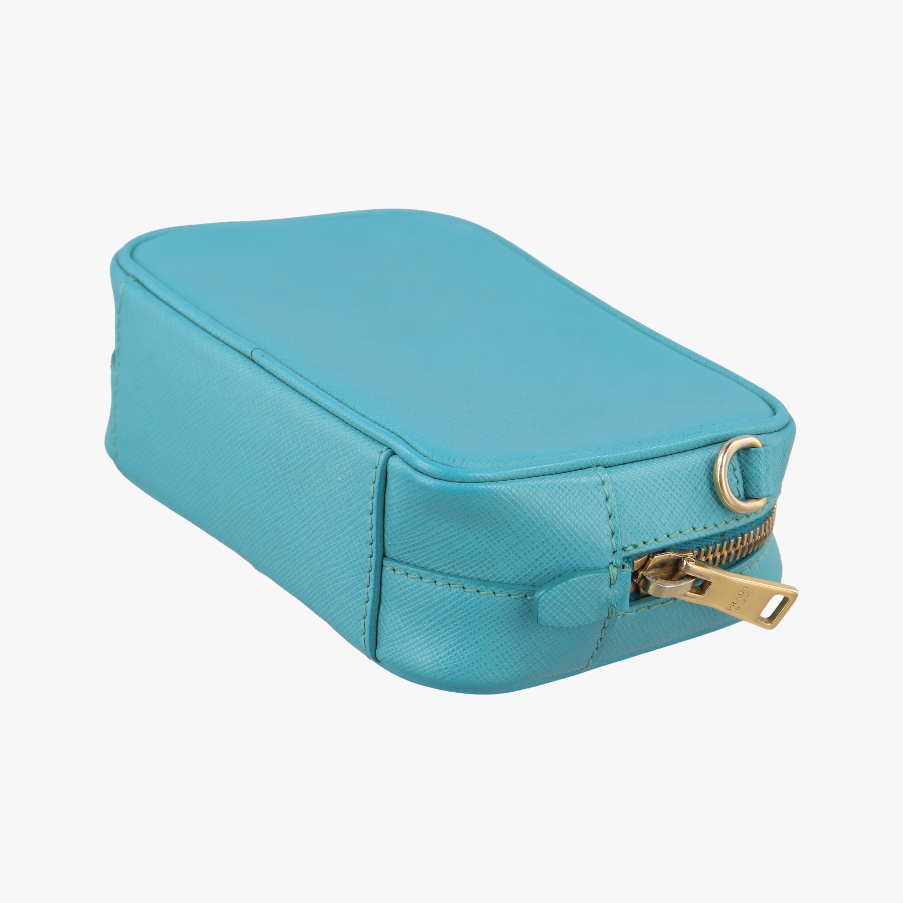 Pre-owned Prada VITELLO PHENIX camera bag Blue SAFFIANO Leather 1N1674 shoulderbag | stylenewstar