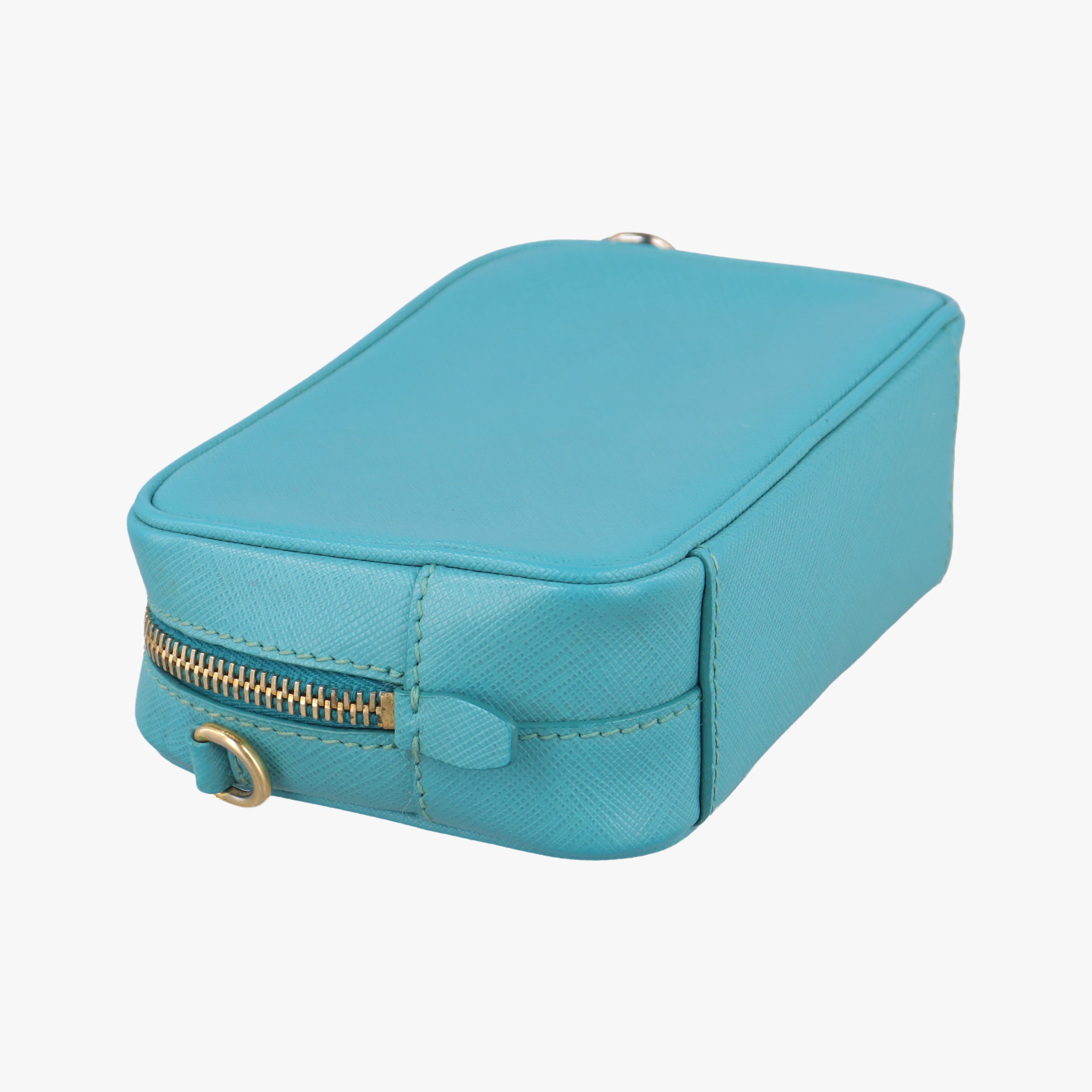 Pre-owned Prada VITELLO PHENIX camera bag Blue SAFFIANO Leather 1N1674 shoulderbag | stylenewstar