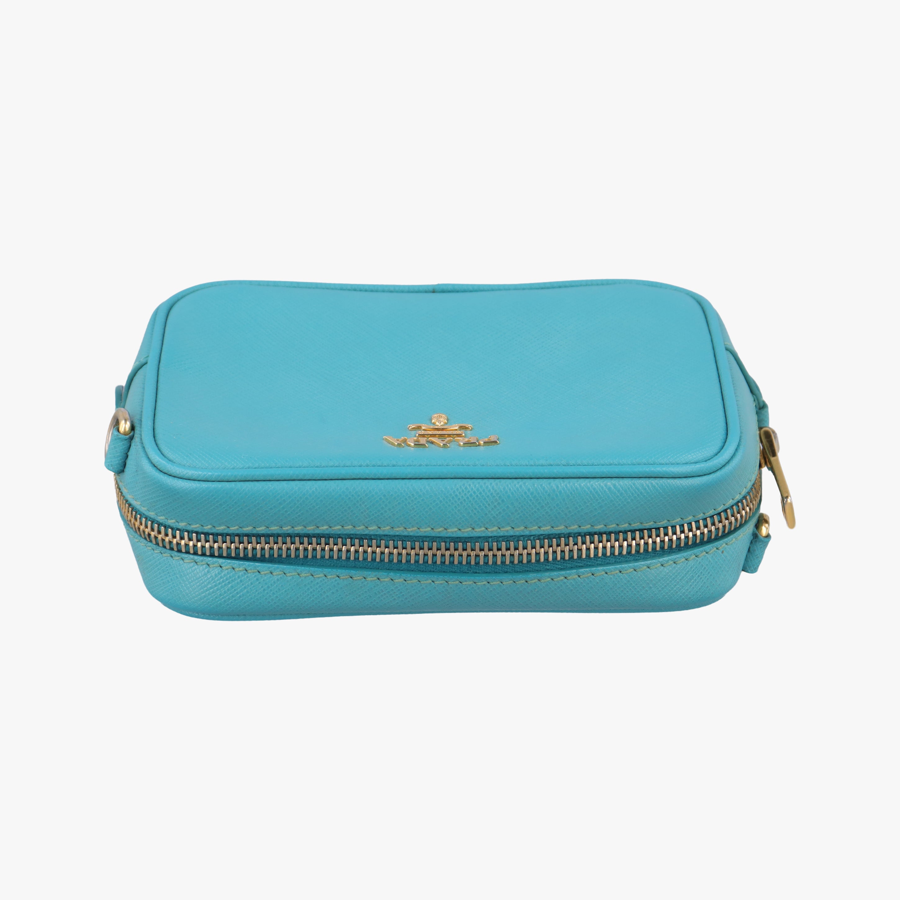 Pre-owned Prada VITELLO PHENIX camera bag Blue SAFFIANO Leather 1N1674 shoulderbag | stylenewstar