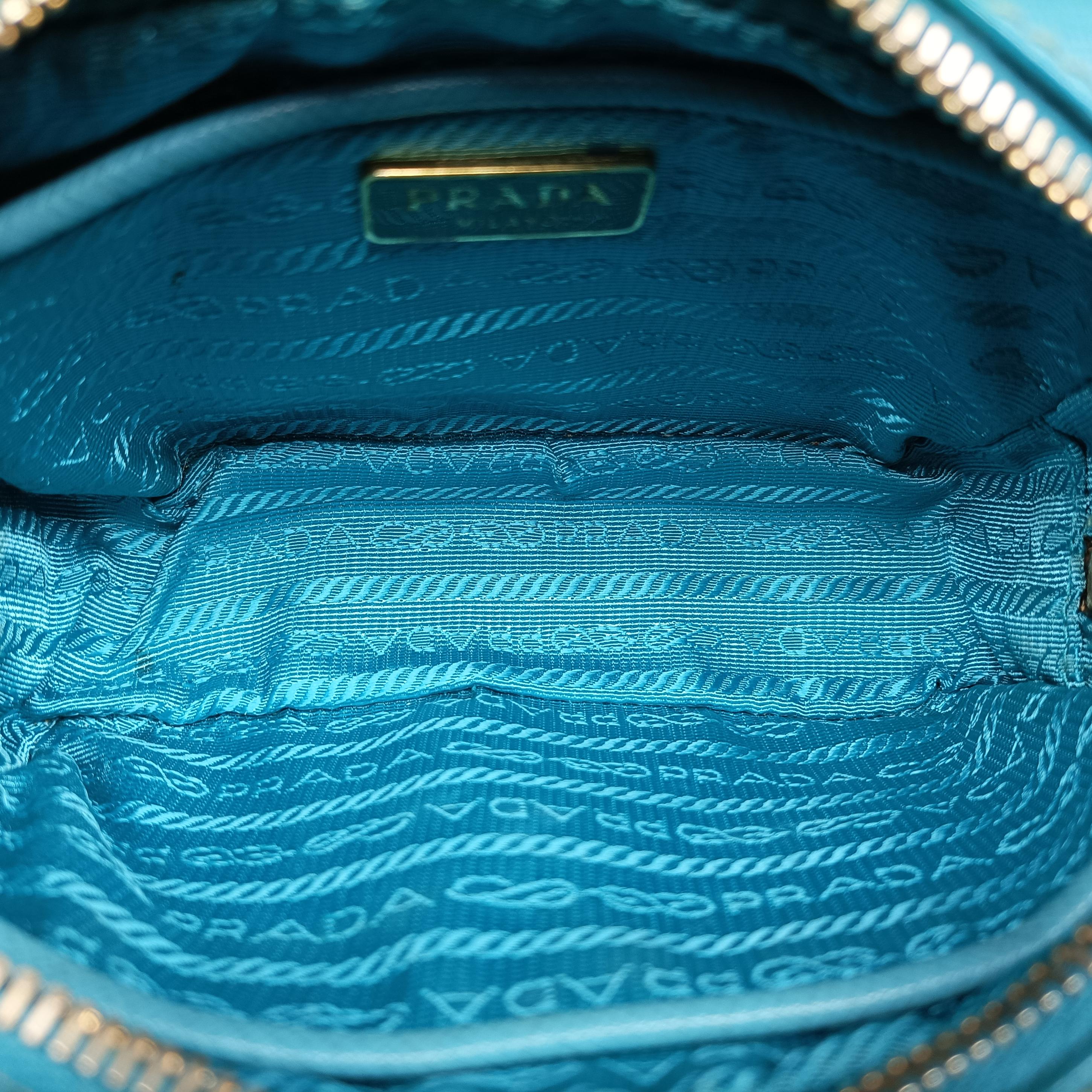 Pre-owned Prada VITELLO PHENIX camera bag Blue SAFFIANO Leather 1N1674 shoulderbag | stylenewstar