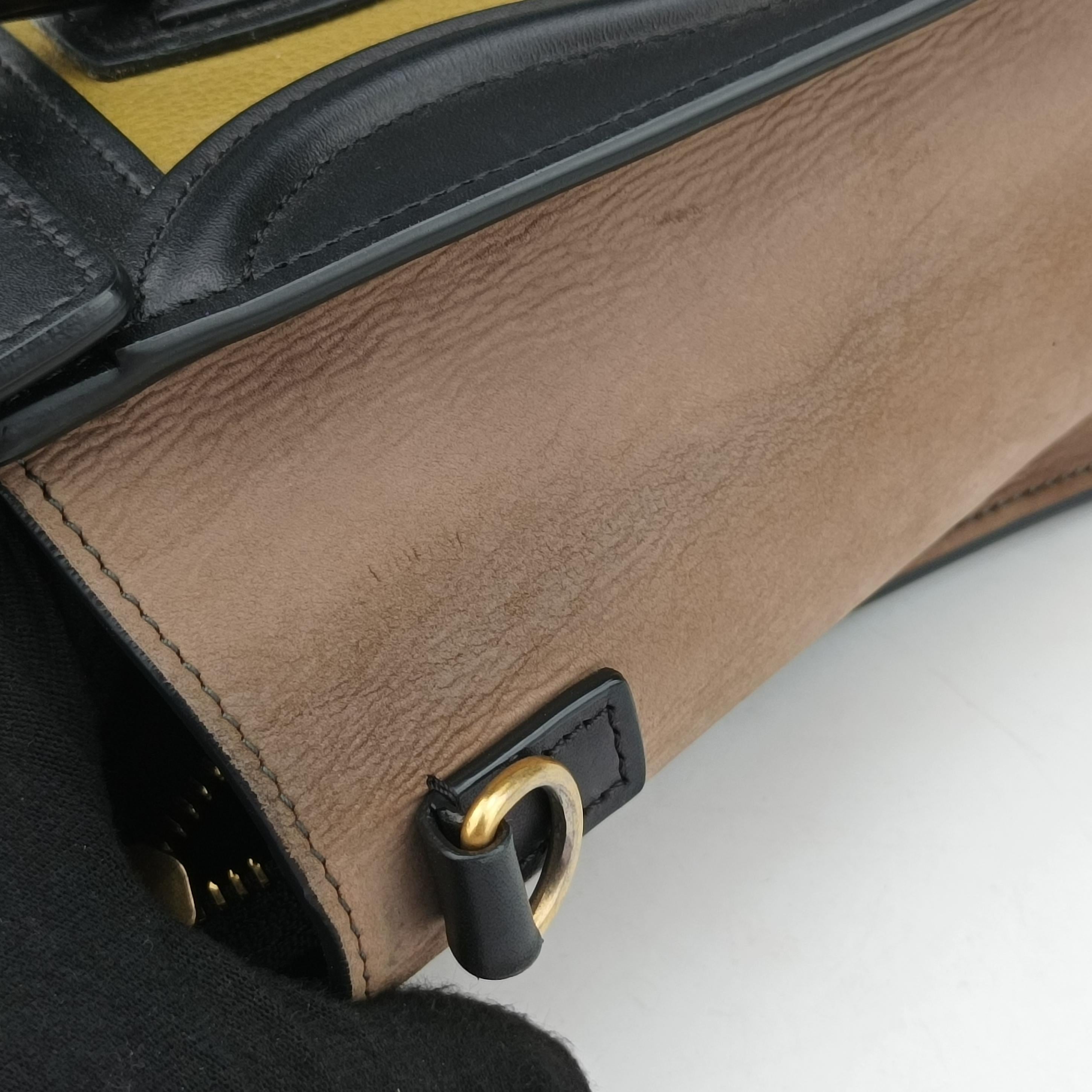 Pre-owned Celine luggage nano shopper Beige×black×yellow Leather  shoulderbag | stylenewstar