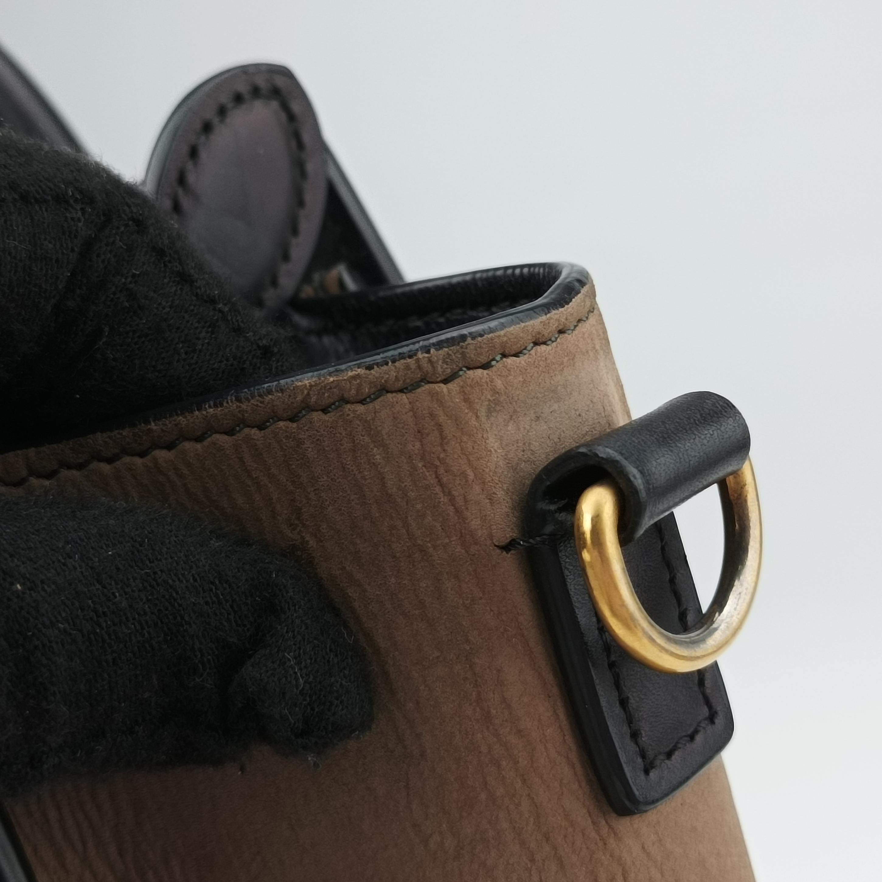 Pre-owned Celine luggage nano shopper Beige×black×yellow Leather  shoulderbag | stylenewstar