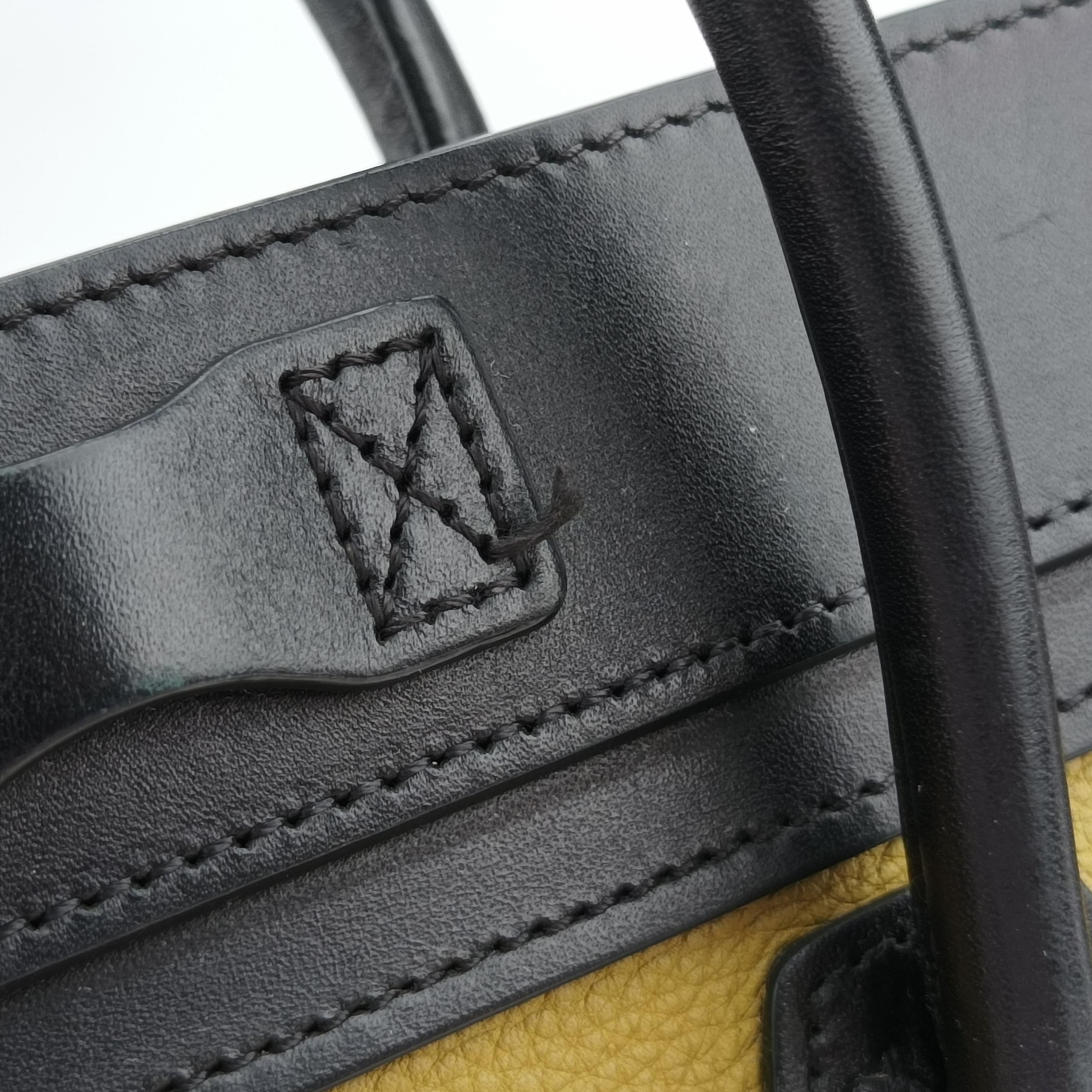 Pre-owned Celine luggage nano shopper Beige×black×yellow Leather  shoulderbag | stylenewstar