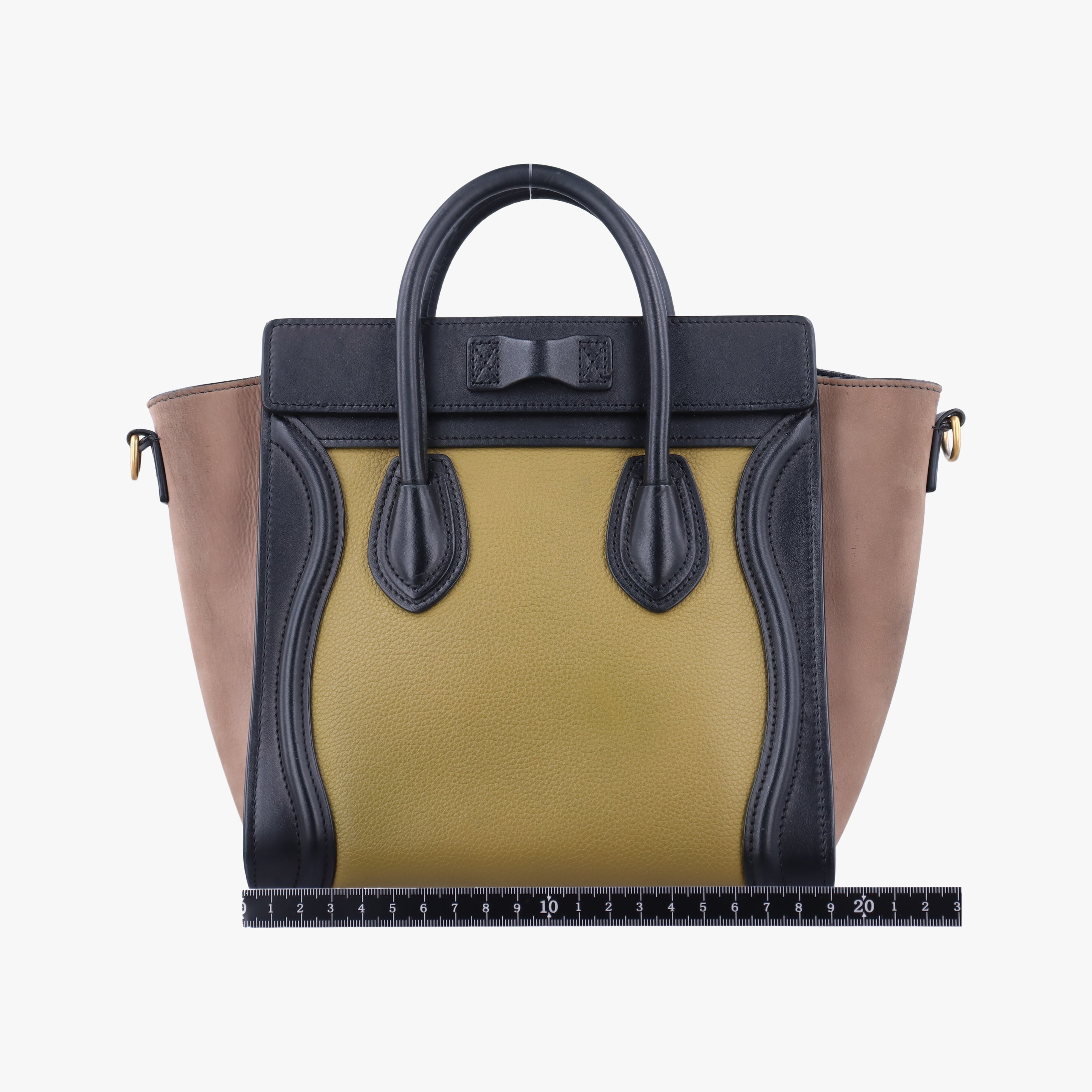 Pre-owned Celine luggage nano shopper Beige×black×yellow Leather  shoulderbag | stylenewstar