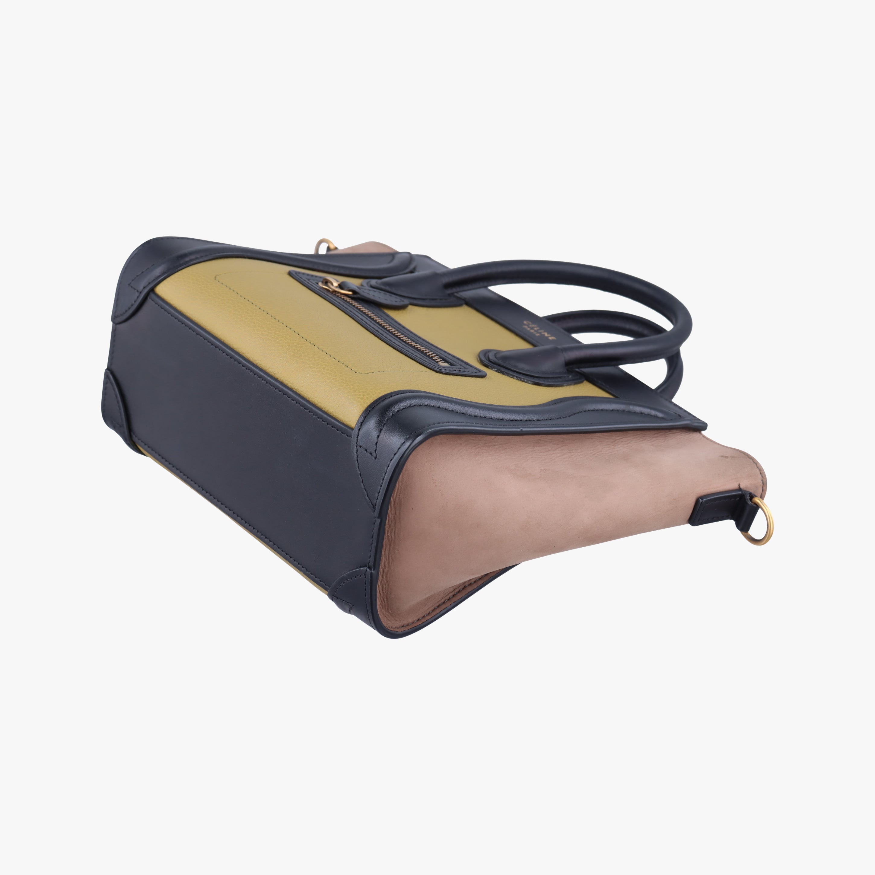 Pre-owned Celine luggage nano shopper Beige×black×yellow Leather  shoulderbag | stylenewstar
