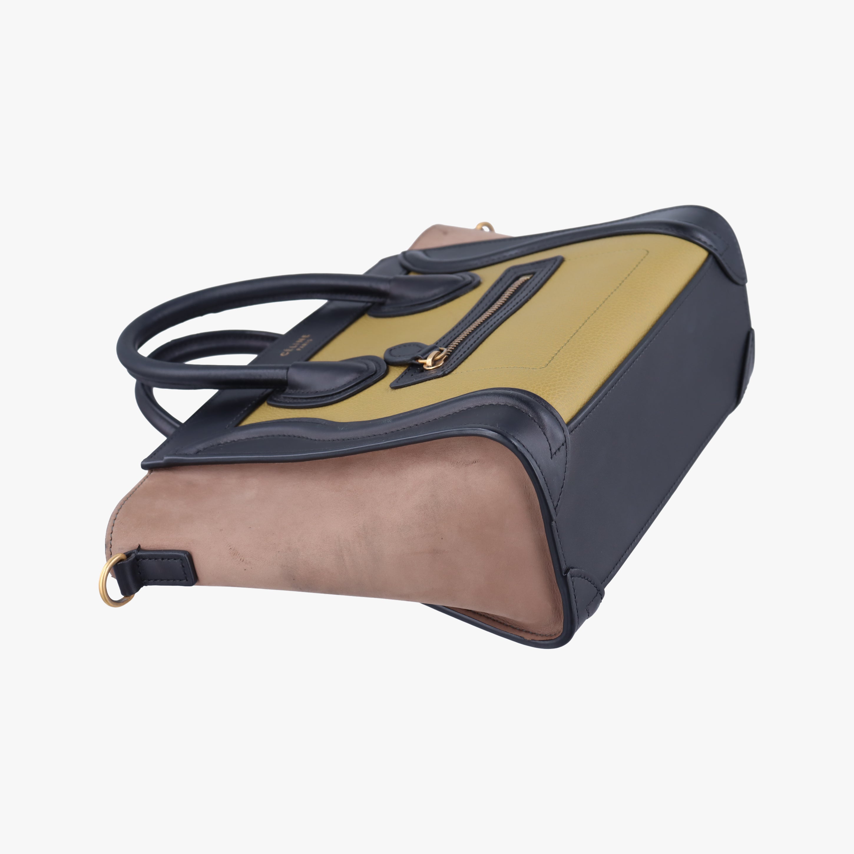 Pre-owned Celine luggage nano shopper Beige×black×yellow Leather  shoulderbag | stylenewstar