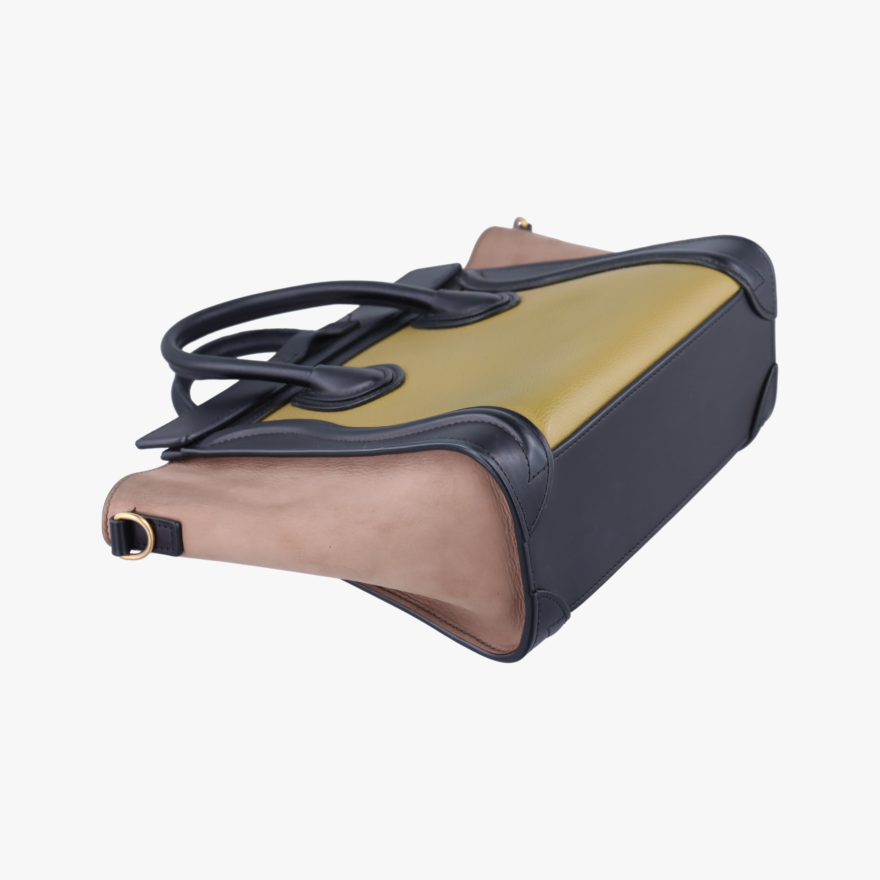 Pre-owned Celine luggage nano shopper Beige×black×yellow Leather  shoulderbag | stylenewstar