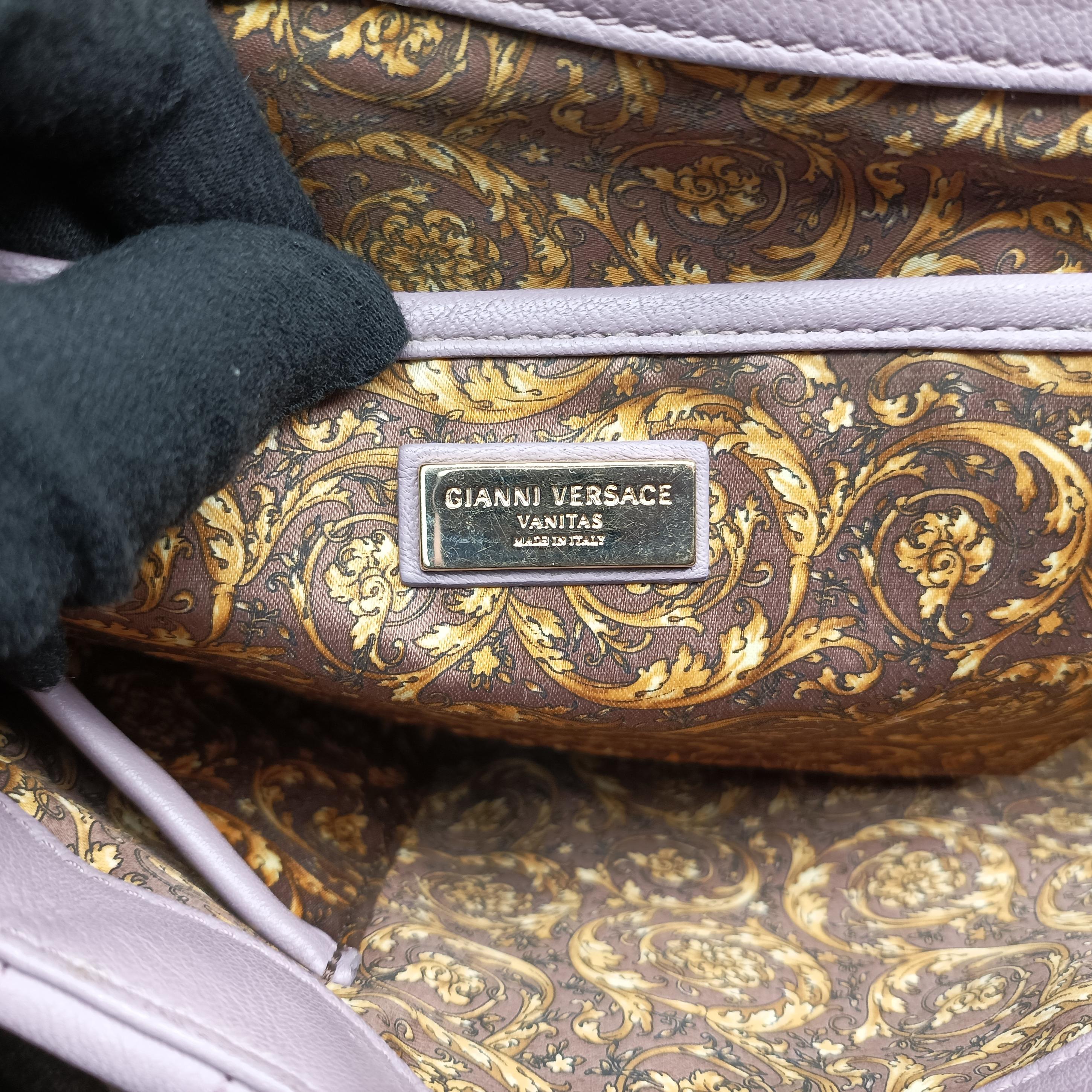 Pre-owned VERSACE Vanitas Medusa Purple leather  shoulderbag | stylenewstar