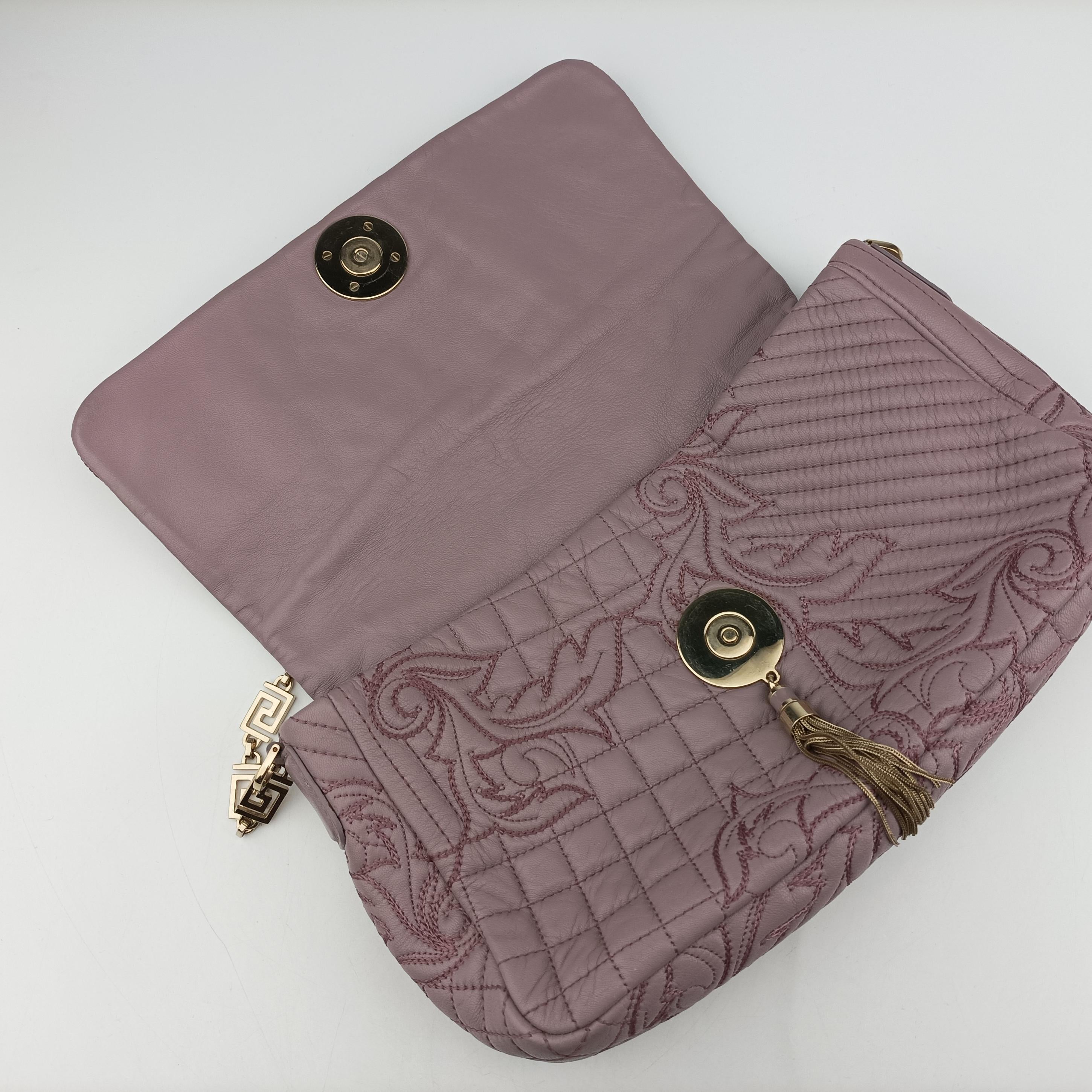 Pre-owned VERSACE Vanitas Medusa Purple leather  shoulderbag | stylenewstar