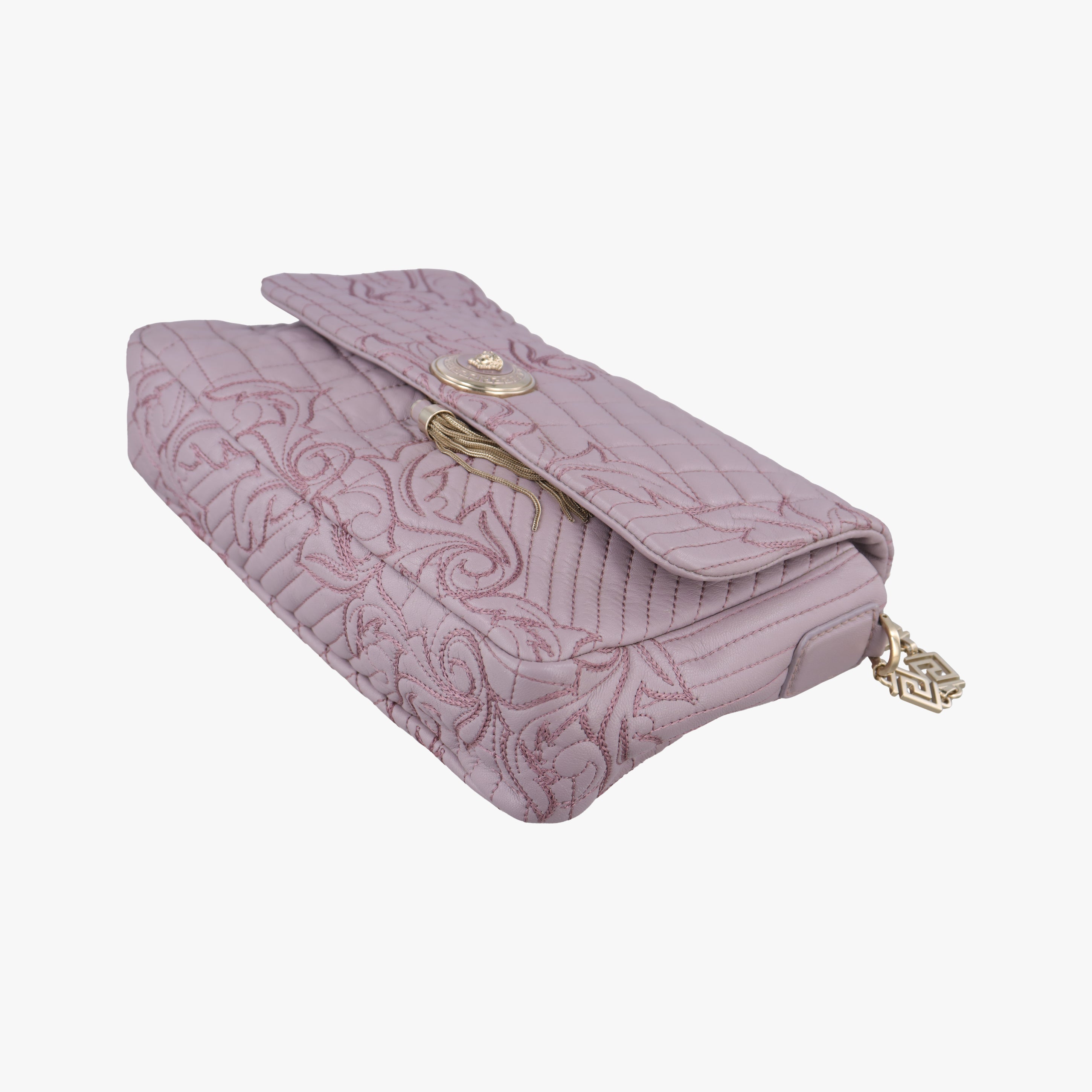 Pre-owned VERSACE Vanitas Medusa Purple leather  shoulderbag | stylenewstar