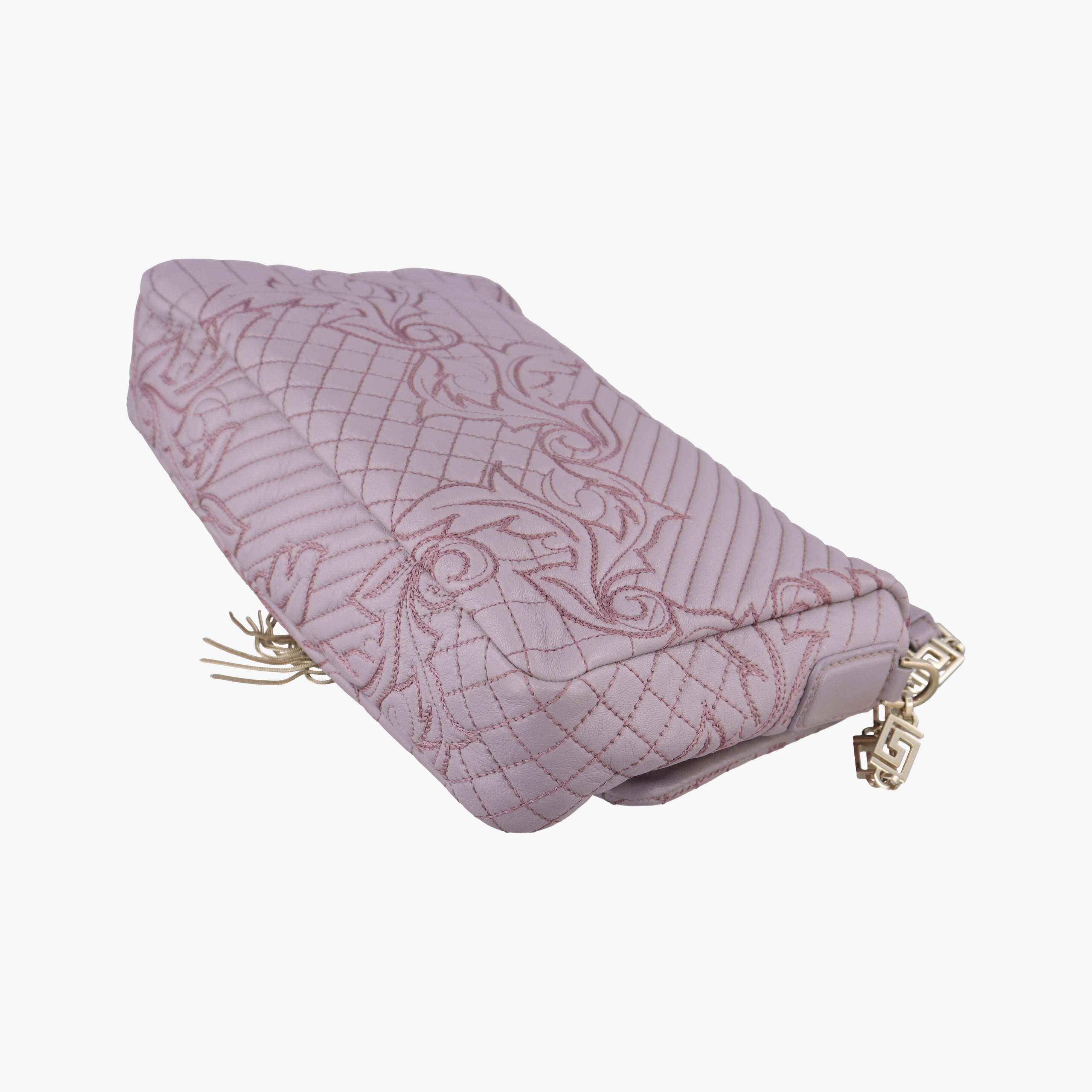 Pre-owned VERSACE Vanitas Medusa Purple leather  shoulderbag | stylenewstar
