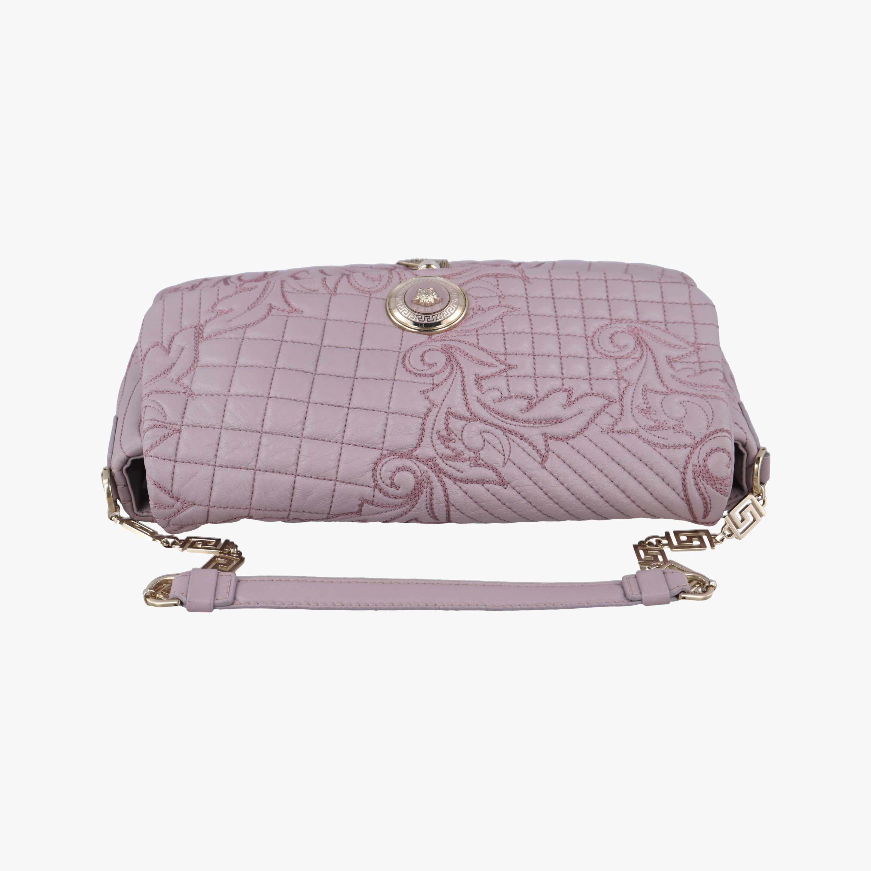 Pre-owned VERSACE Vanitas Medusa Purple leather  shoulderbag | stylenewstar