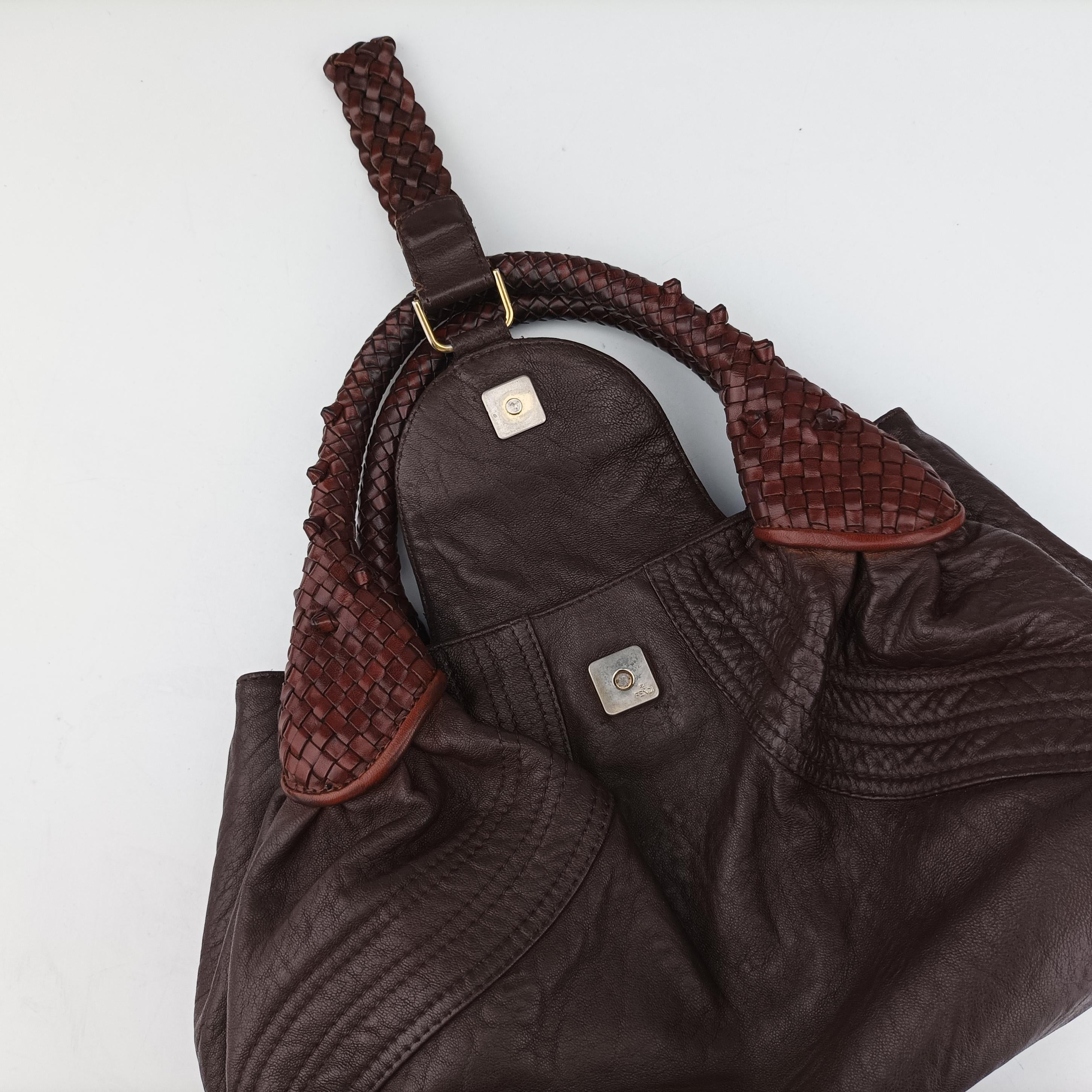 Pre-owned Fendi Spy Bag Brown Leather 8BR589 handbag | stylenewstar