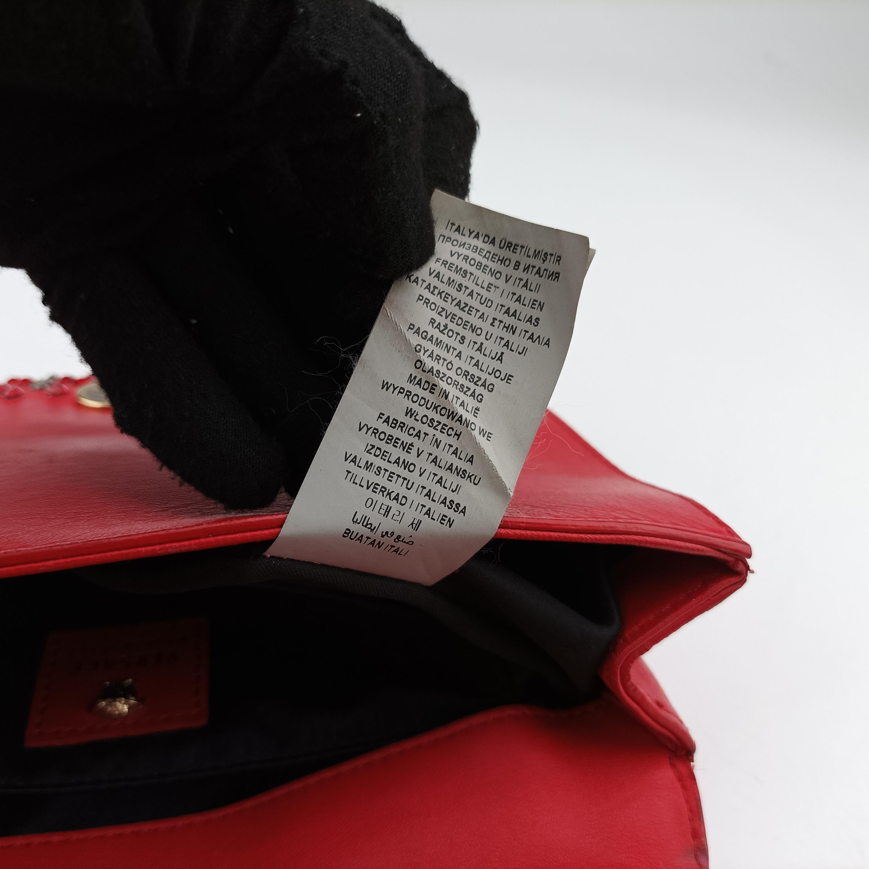 Pre-owned VERSACE Studded Palazzo medusa Red Leather  shoulderbag | stylenewstar