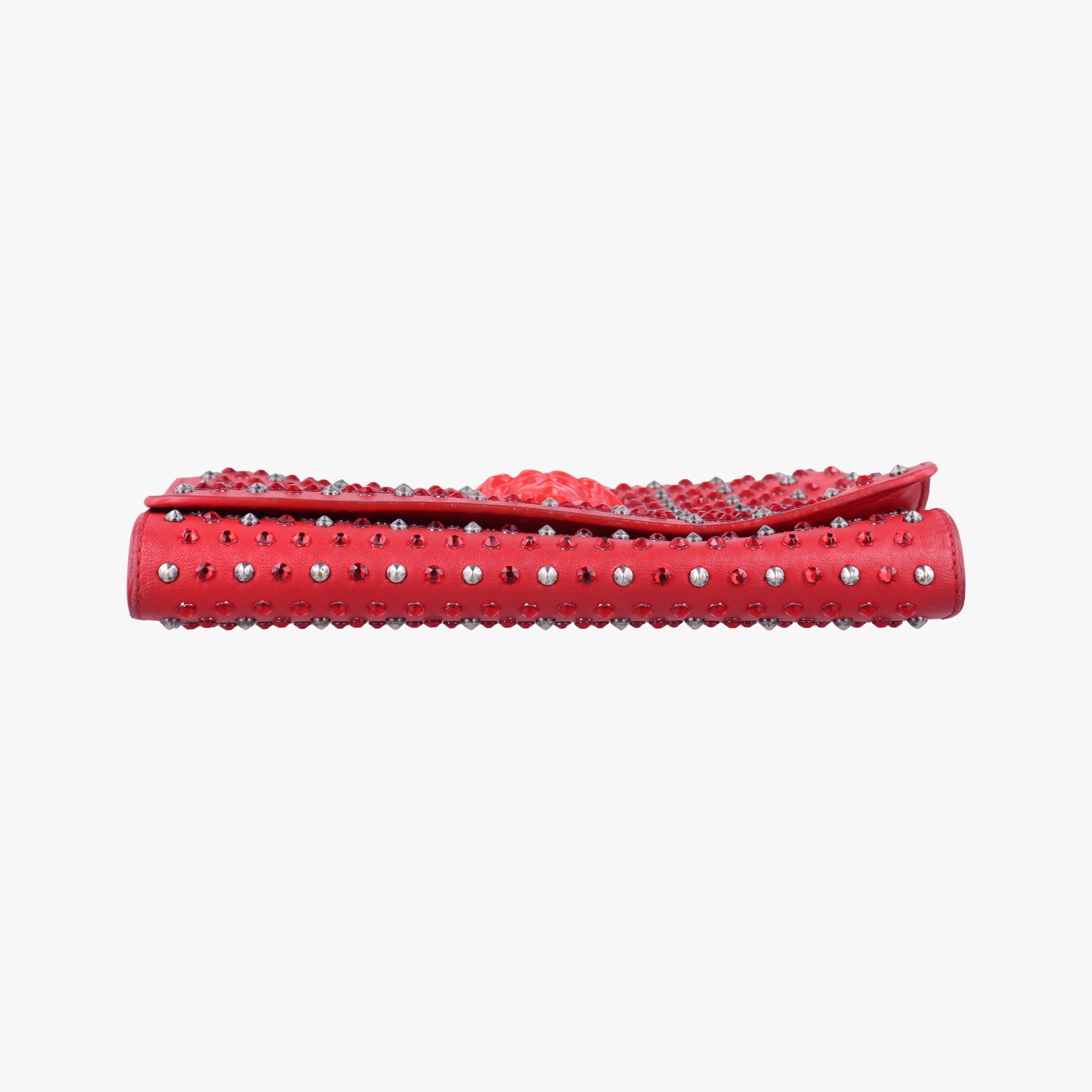 Pre-owned VERSACE Studded Palazzo medusa Red Leather  shoulderbag | stylenewstar