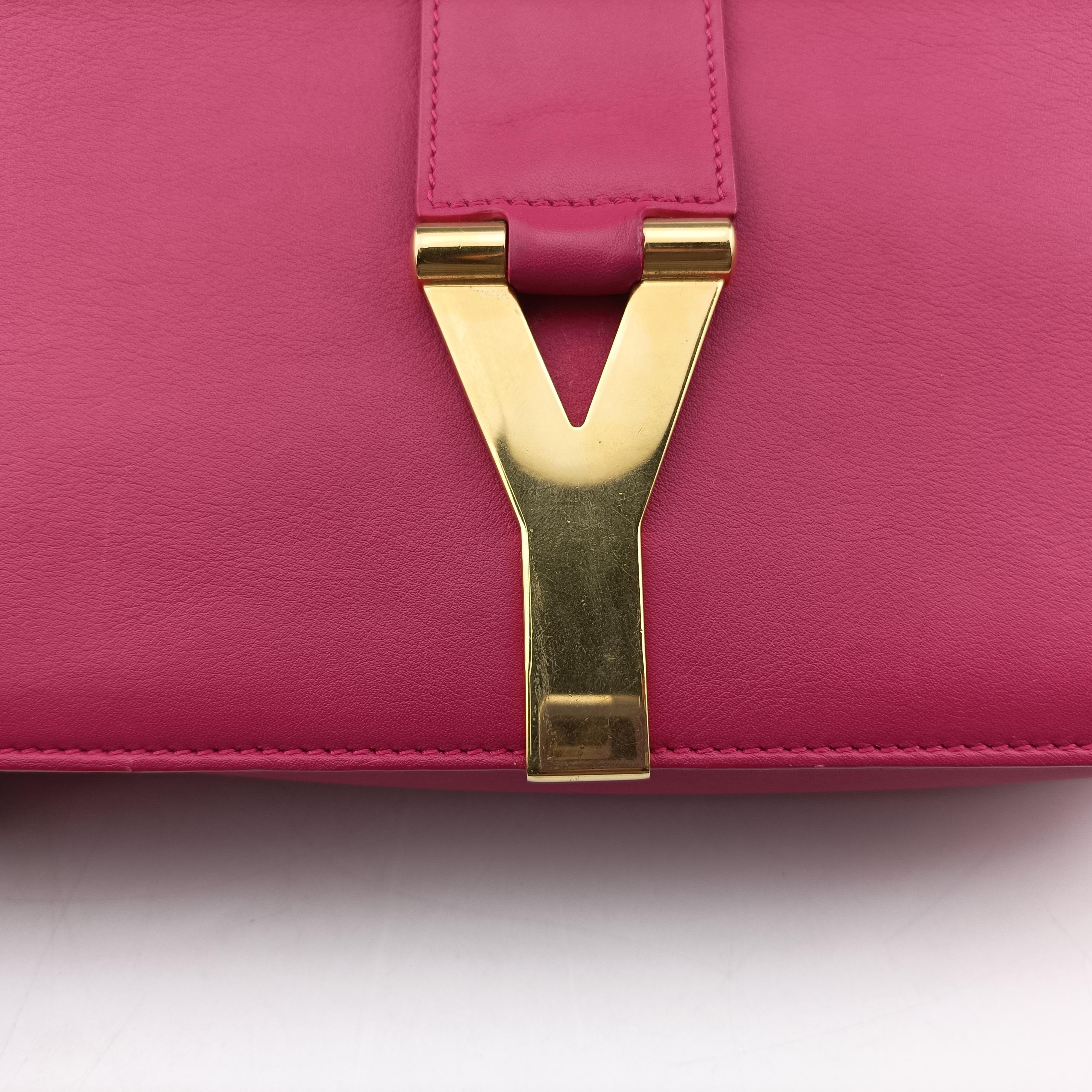 Pre-owned Yves Saint Laurent Y Ligne Pink Leather 311214 shoulderbag | stylenewstar