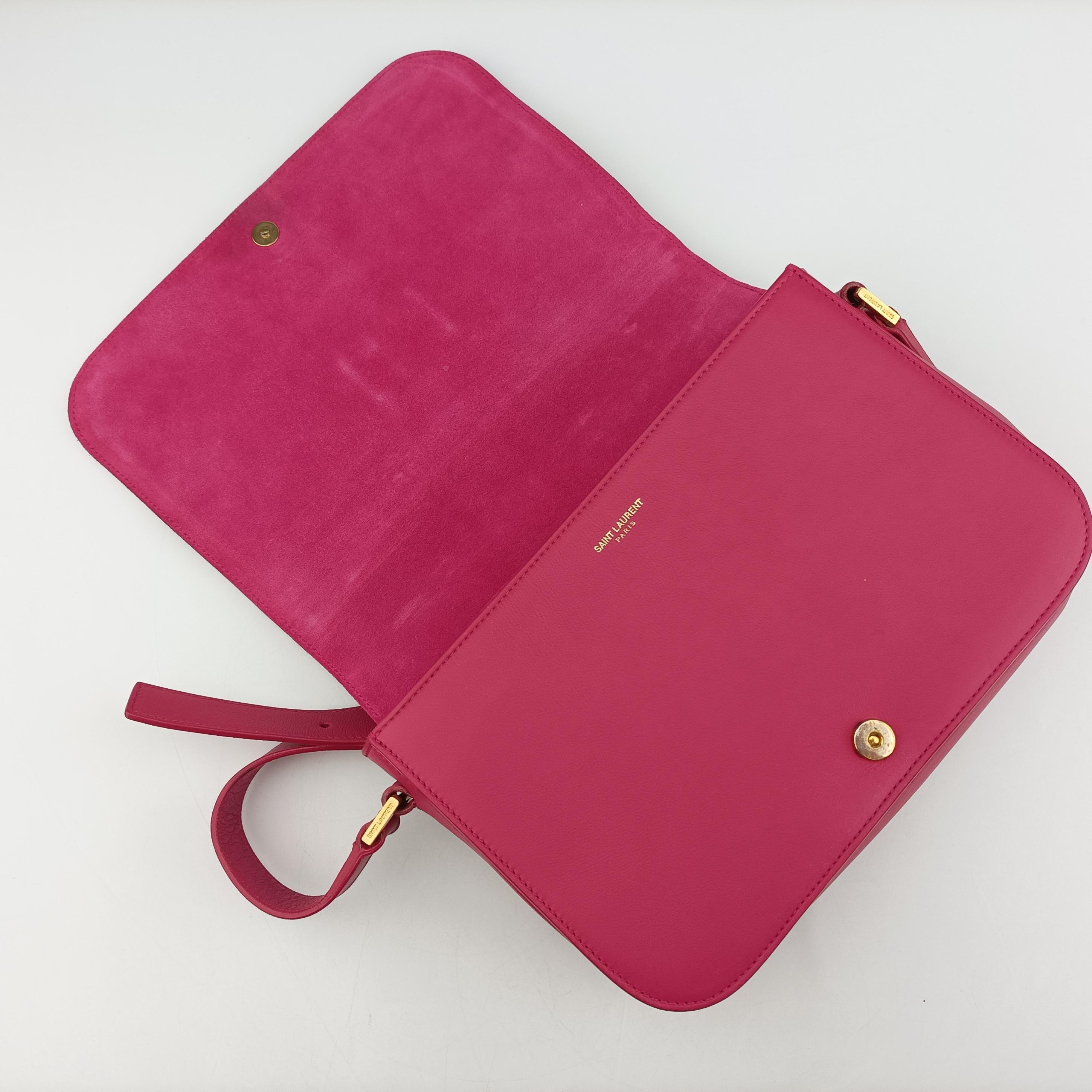 Pre-owned Yves Saint Laurent Y Ligne Pink Leather 311214 shoulderbag | stylenewstar
