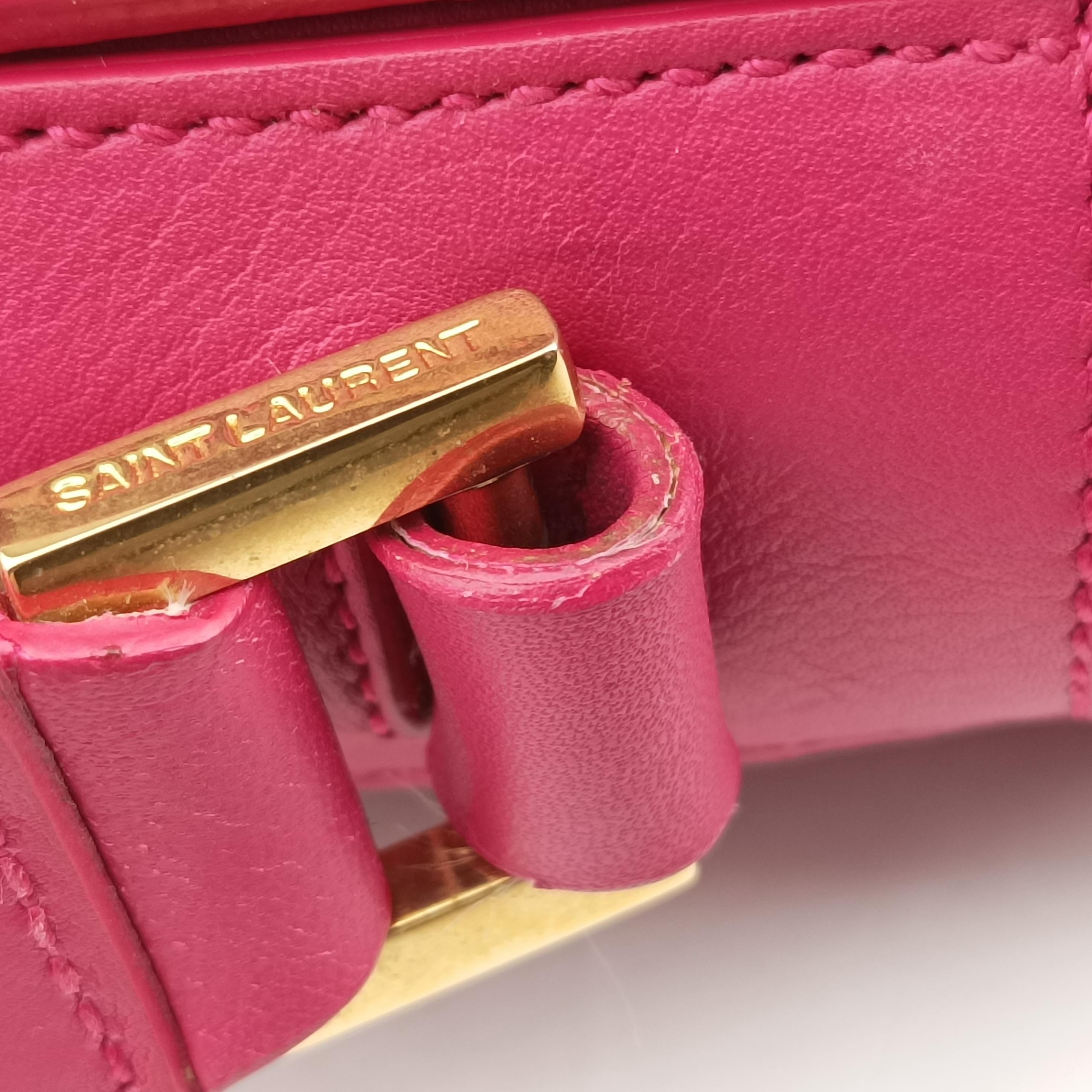 Pre-owned Yves Saint Laurent Y Ligne Pink Leather 311214 shoulderbag | stylenewstar