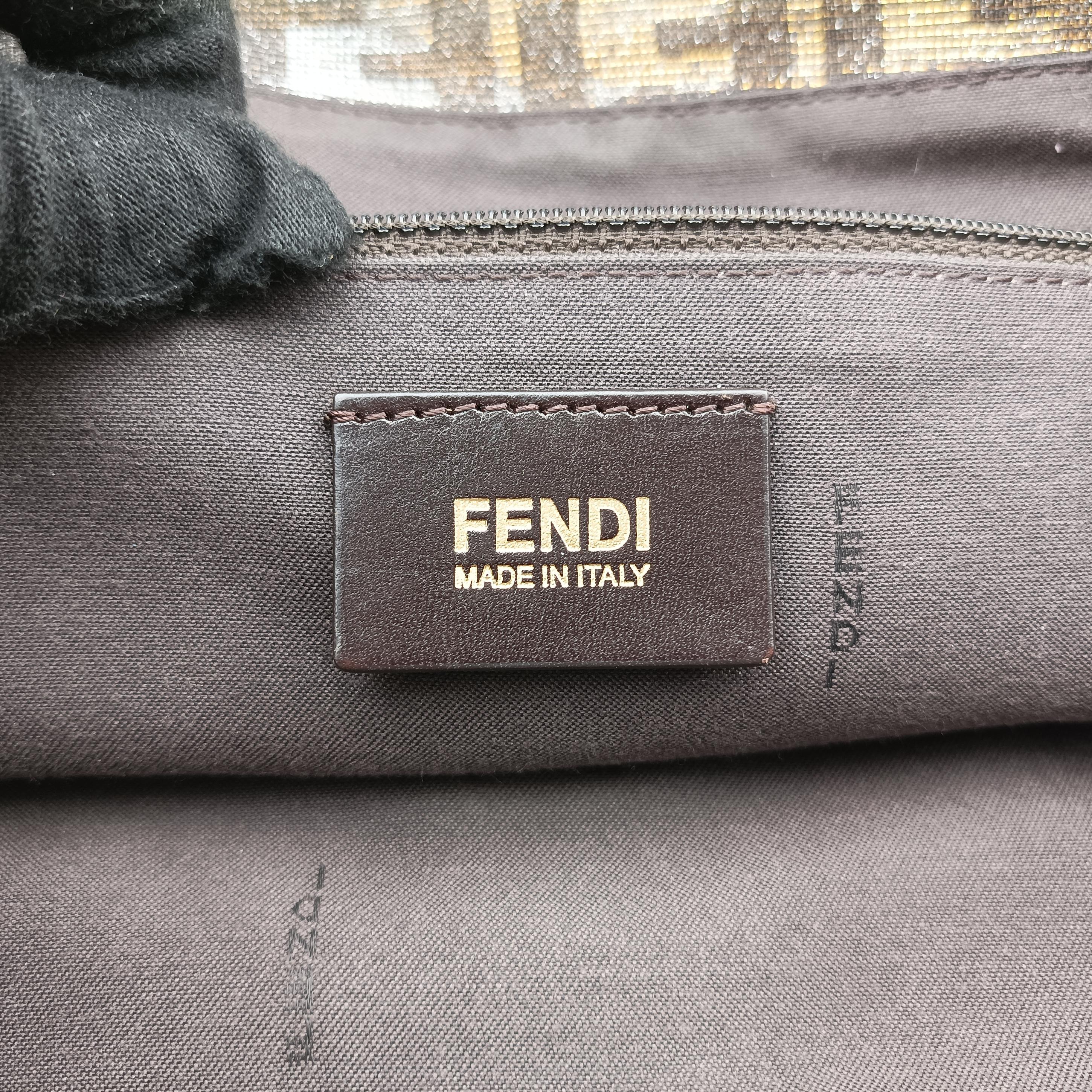Pre-owned Fendi Mia Flap Golden Canvas 8BT163 shoulderbag | stylenewstar