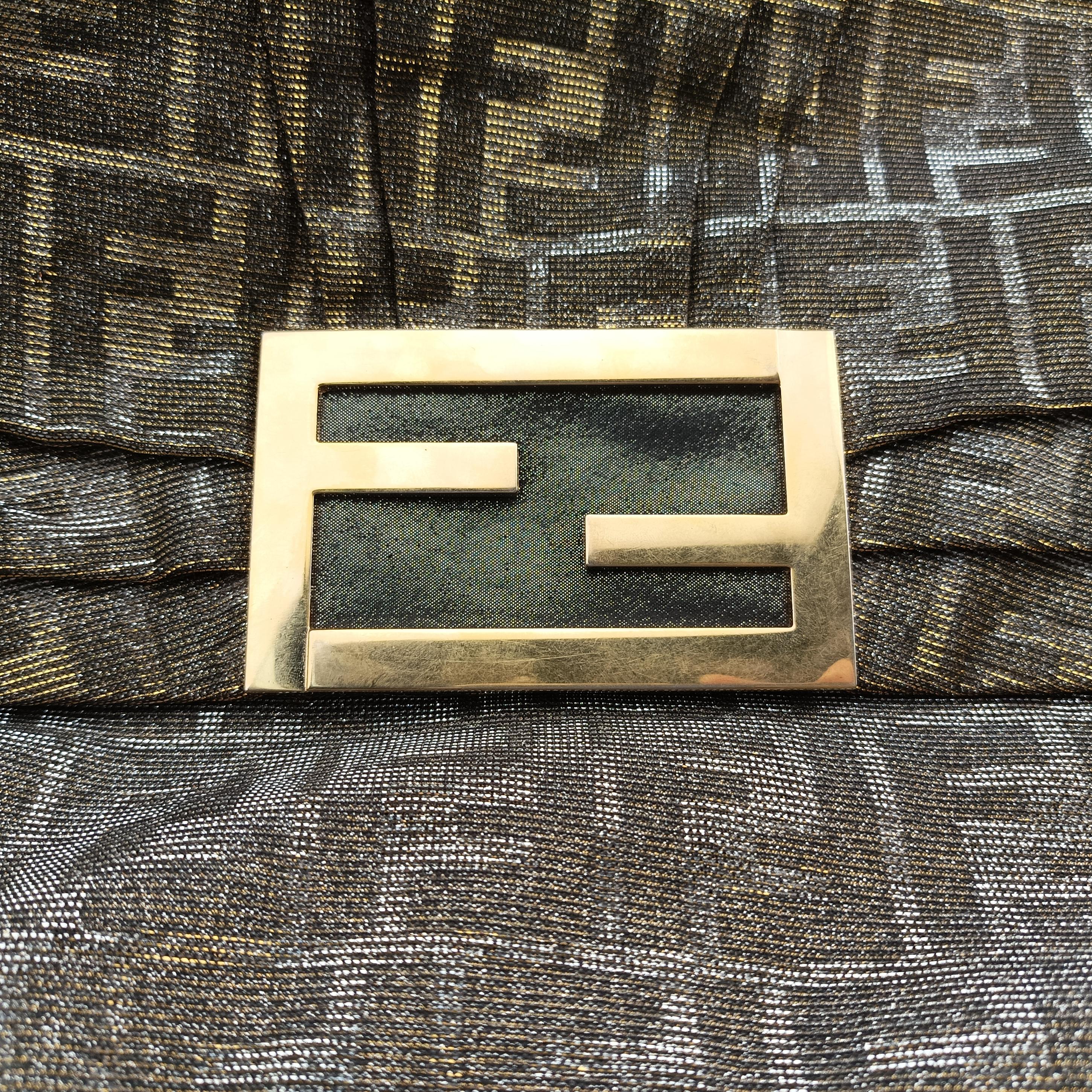Pre-owned Fendi Mia Flap Golden Canvas 8BT163 shoulderbag | stylenewstar